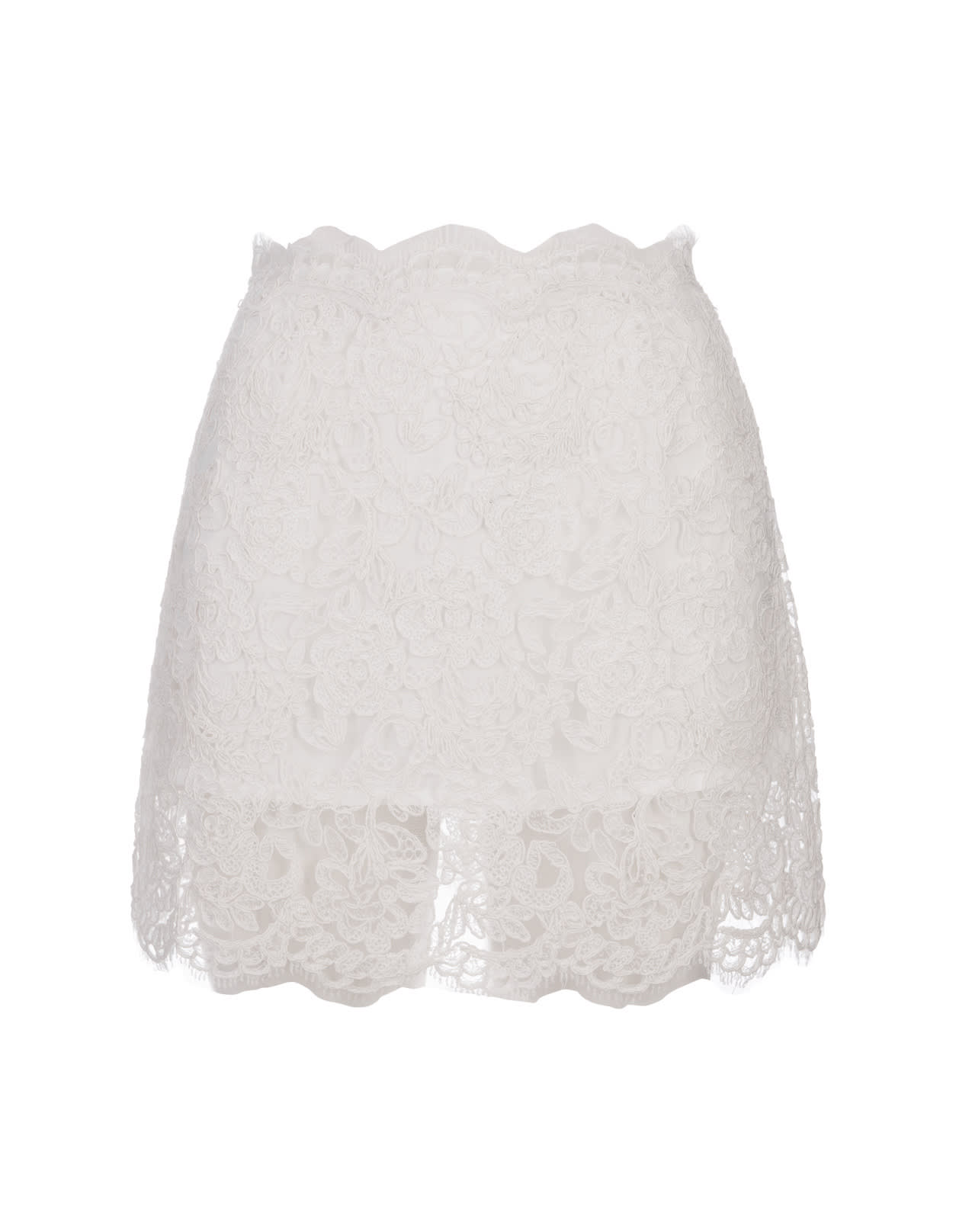White Floral Lace Mini Skirt