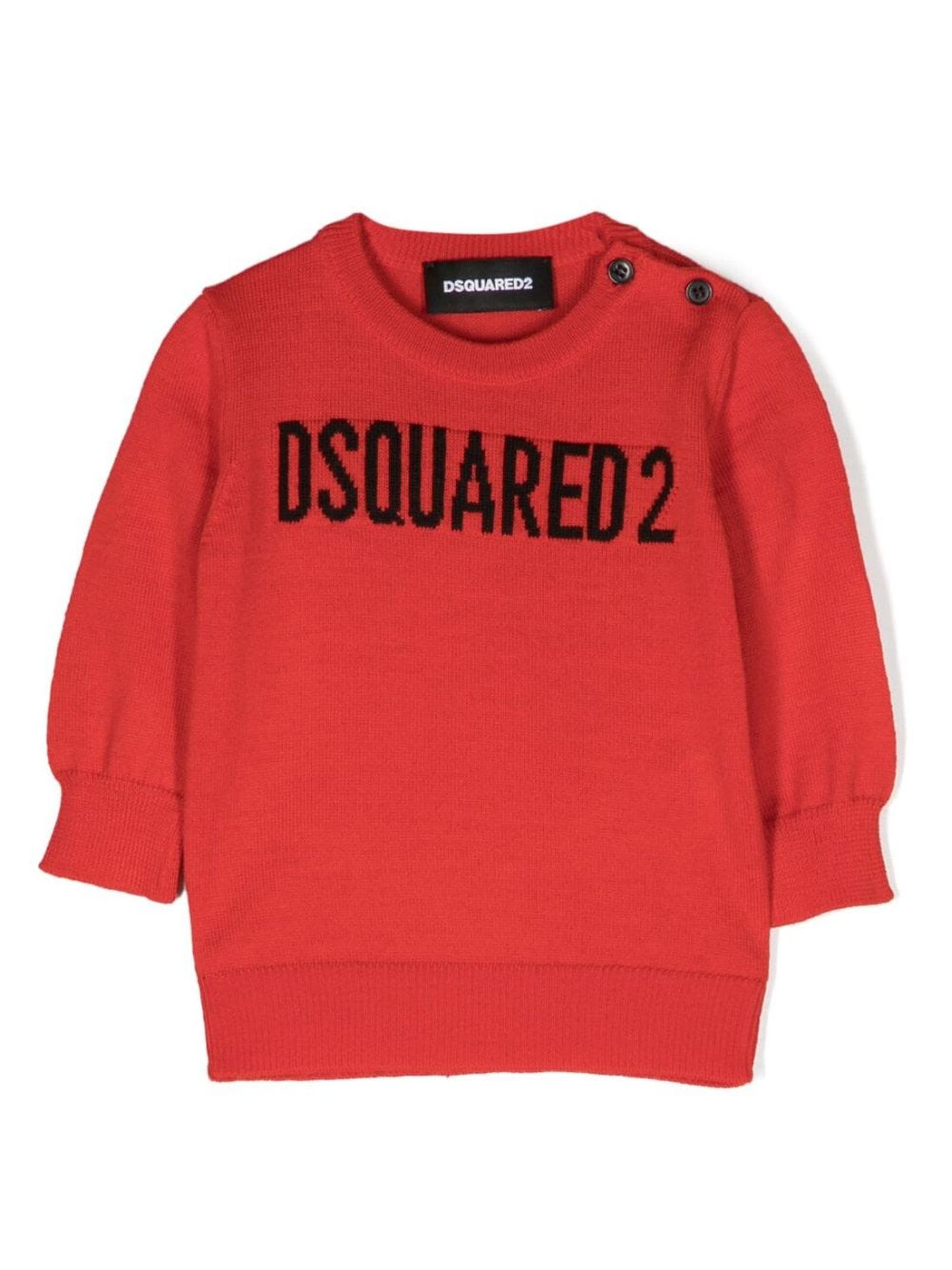 DSQUARED2 RED WOOL BLEND JUMPER