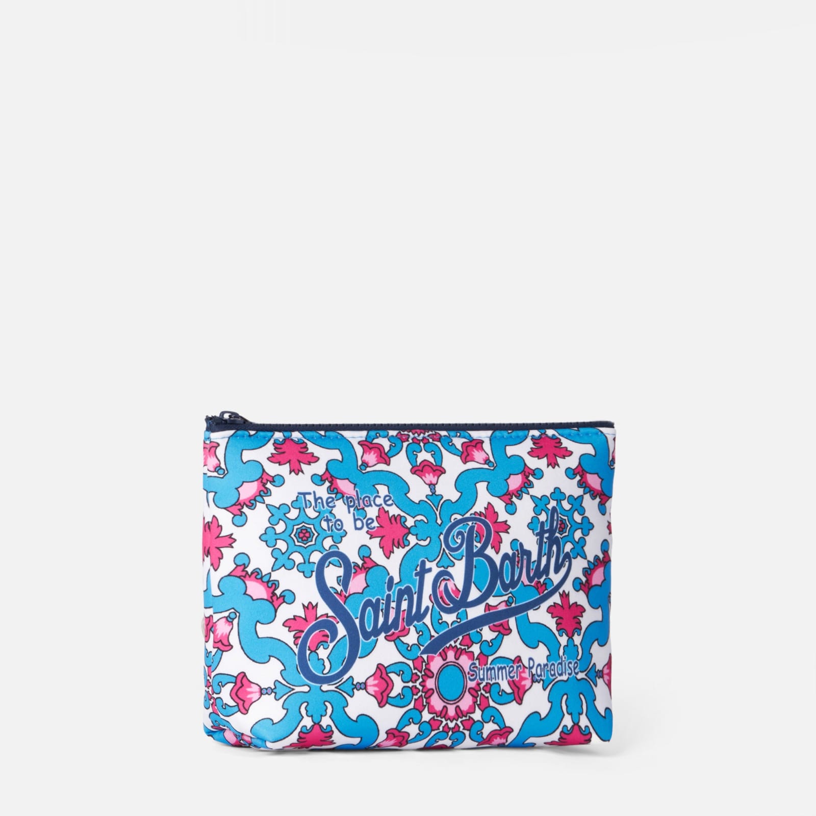 Mc2 Saint Barth Aline Scuba Pochette With Majolica Print In White