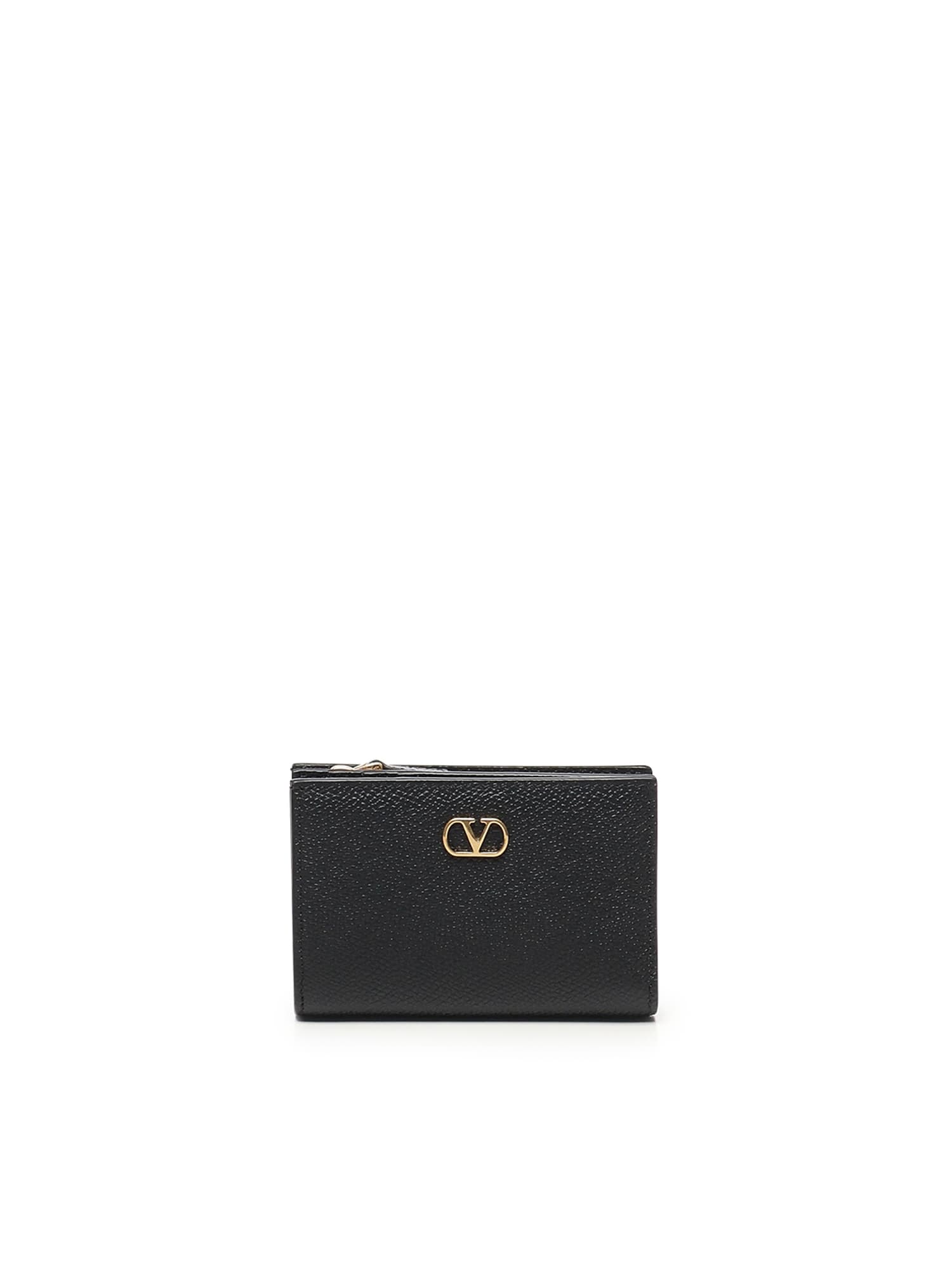 Valentino Wallet With Logo In Black