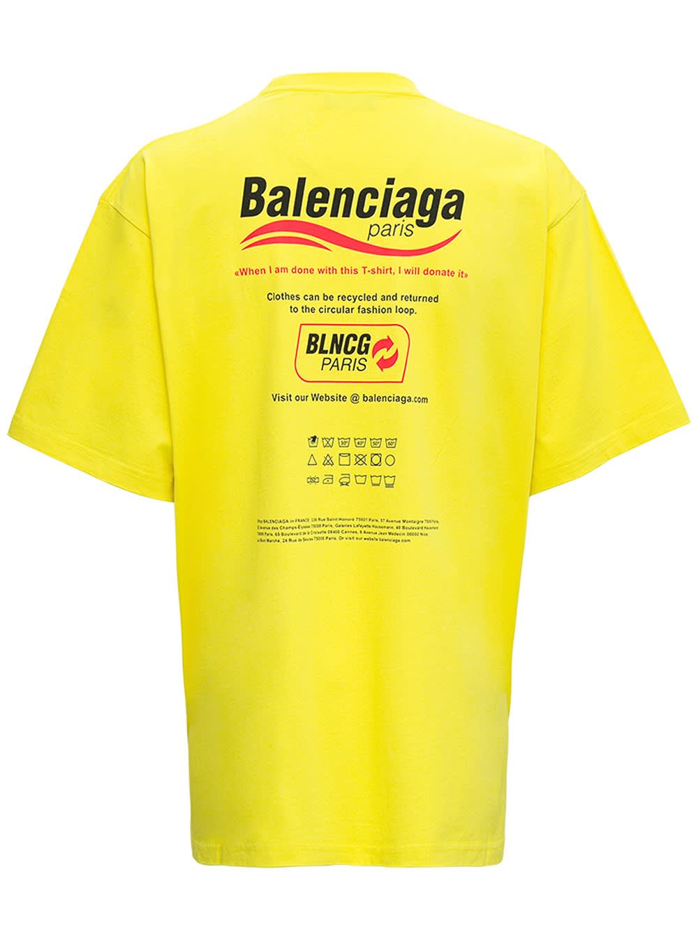 Balenciaga Unisex Yellow Dry Cleaning Boxy T-shirt | ModeSens