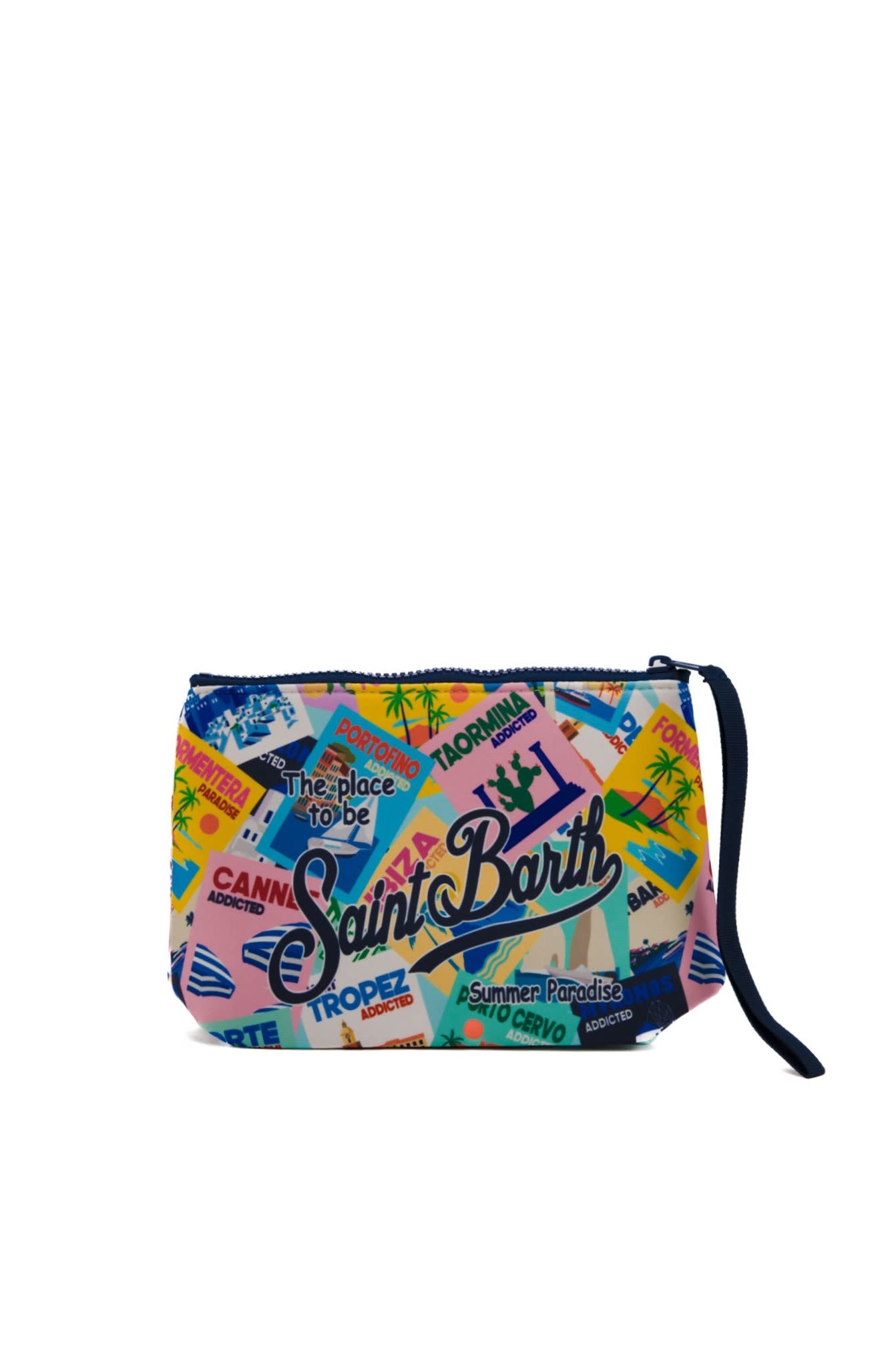 Shop Mc2 Saint Barth Aline Wish You Scuba Clutch Bag In Multicolor