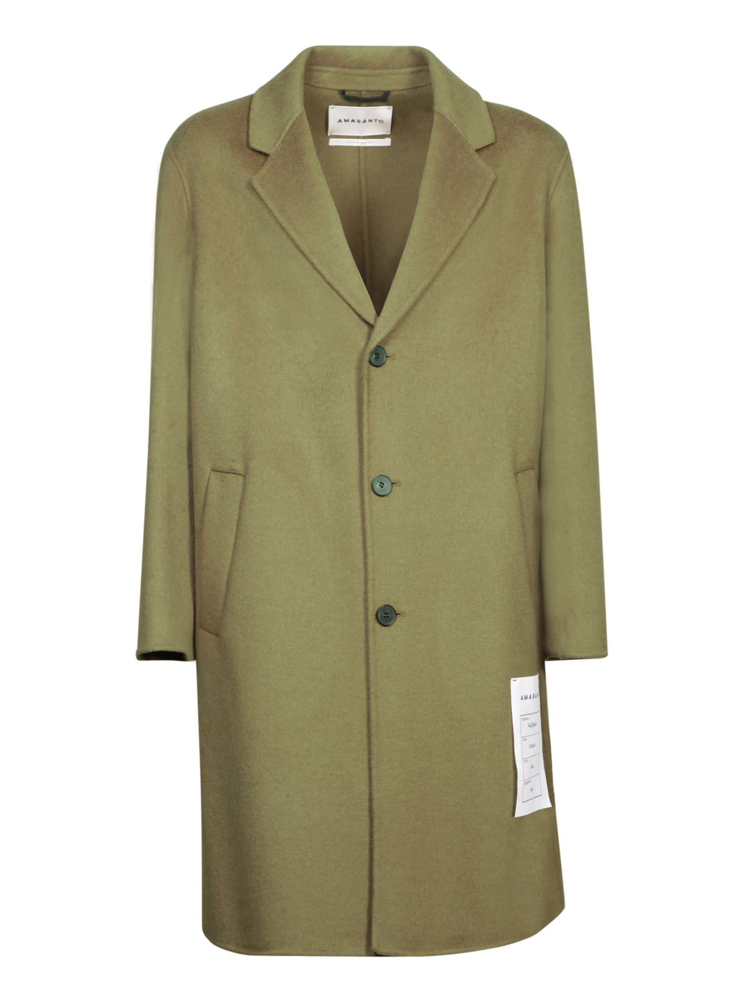 Shop Amaranto Wool Coat In Khaki In Green