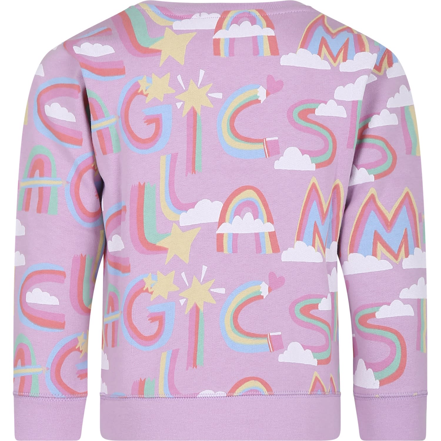 Shop Stella Mccartney Purple Sweatshirt For Girl With Rainbow Logo In Violet