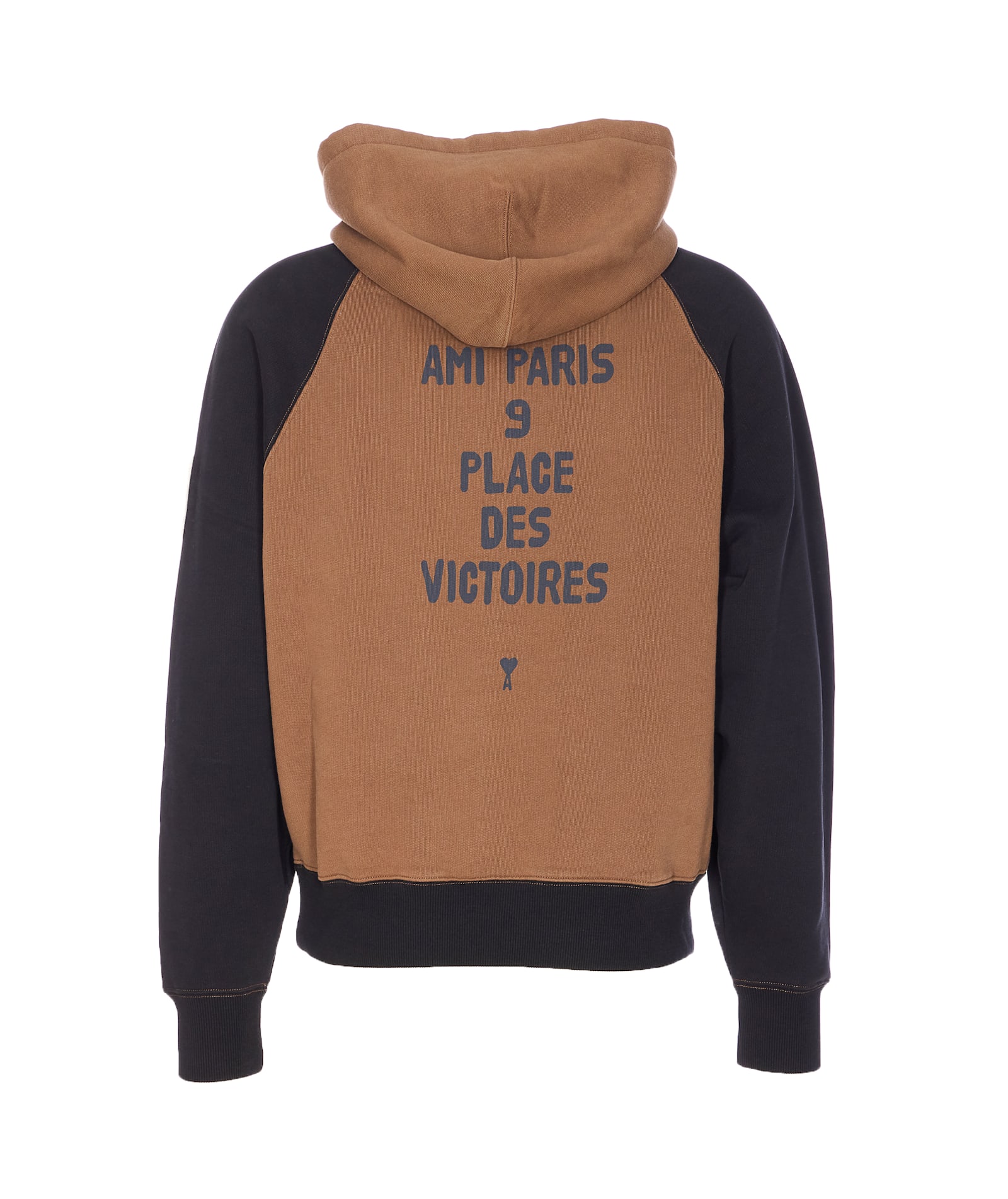 Ami Alexandre Mattiussi Ami Paris Men Cotton Colorblock Hoodie In Brown