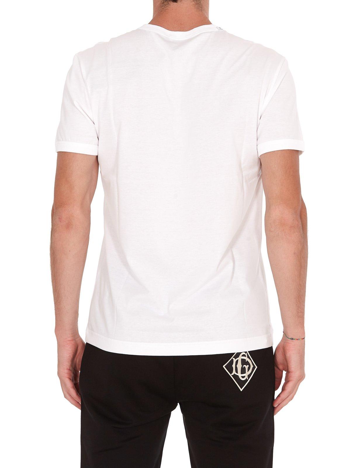 Shop Dolce & Gabbana Logo Embroidered T-shirt In Bianco