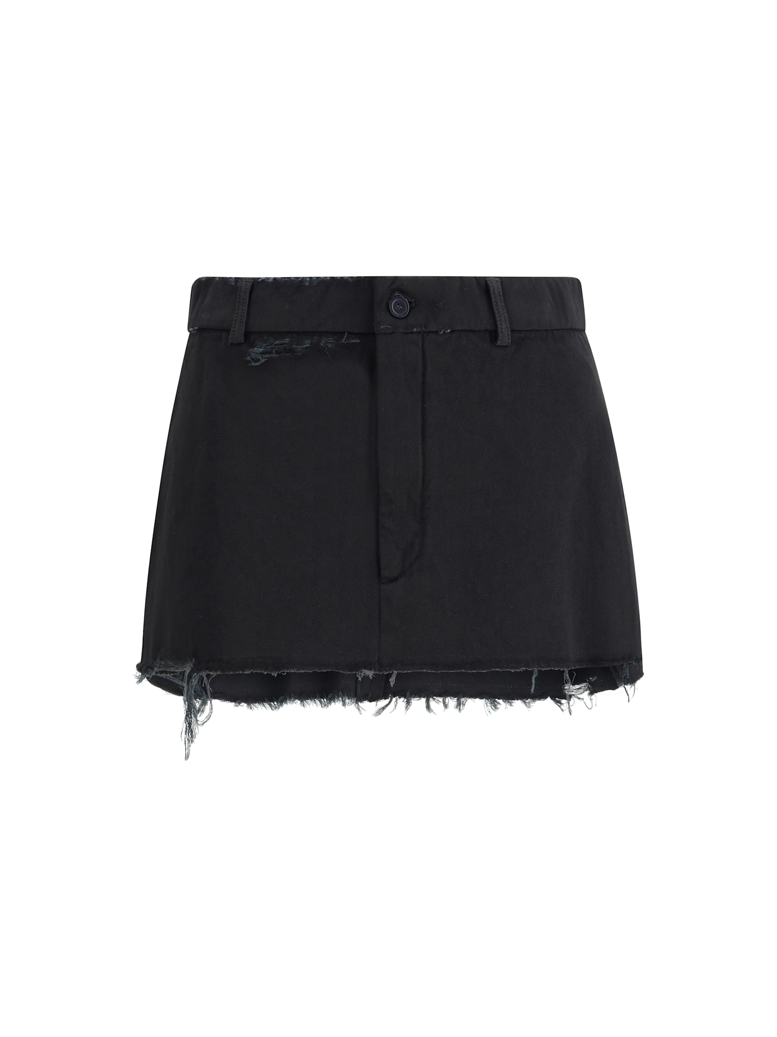 Balenciaga Fringed Miniskirt In Black