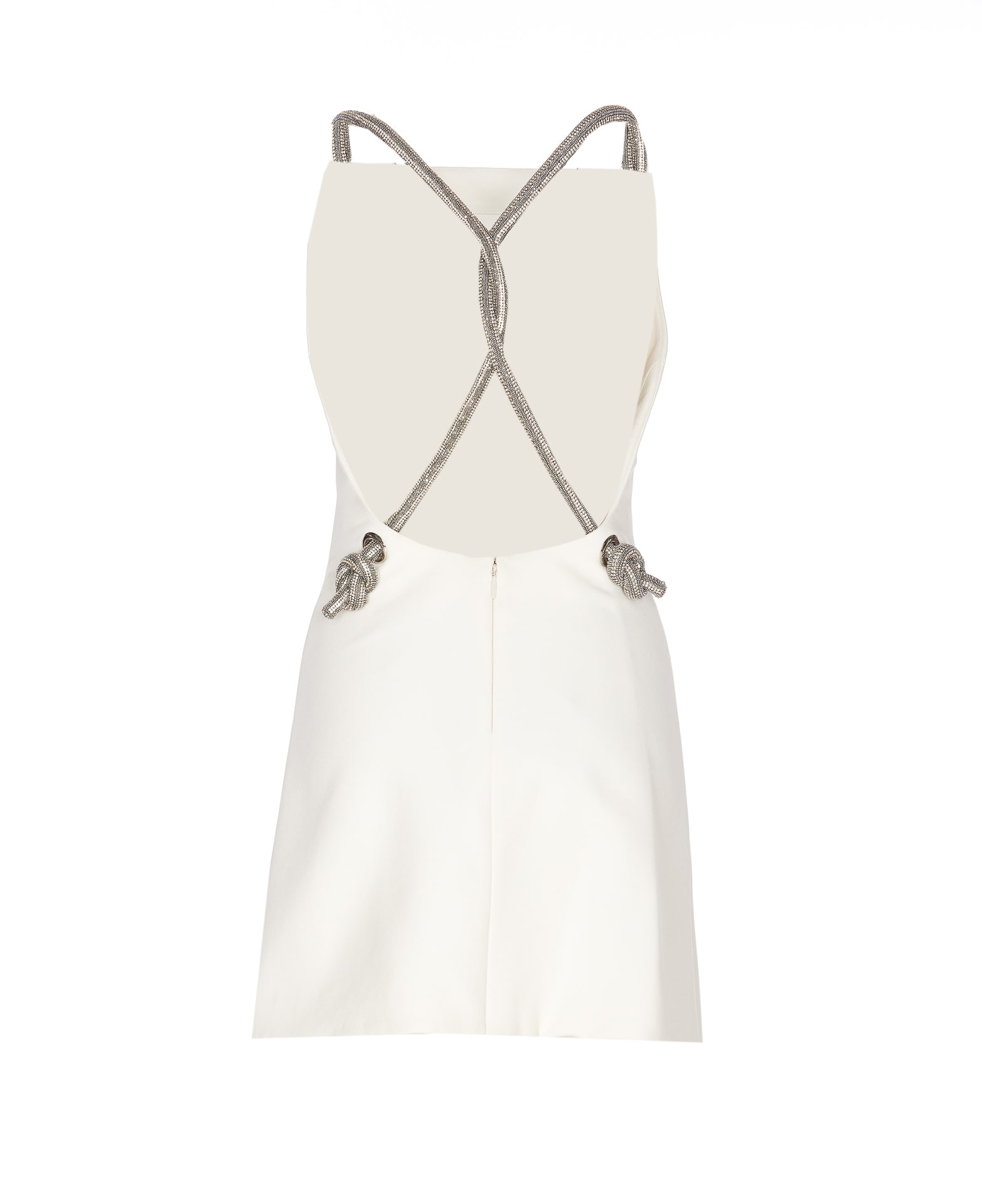 Shop Versace Jeweled Mini Dress In Optical White