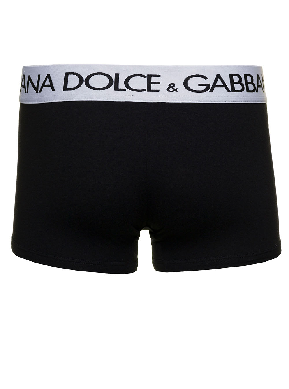Shop Dolce & Gabbana Black Boxer Briefs With Branded Waistband In Stretch Cotton Man