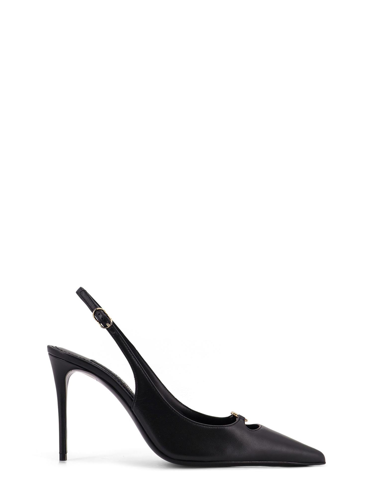 Dolce & Gabbana Leather Pump With Metal Dg Logo