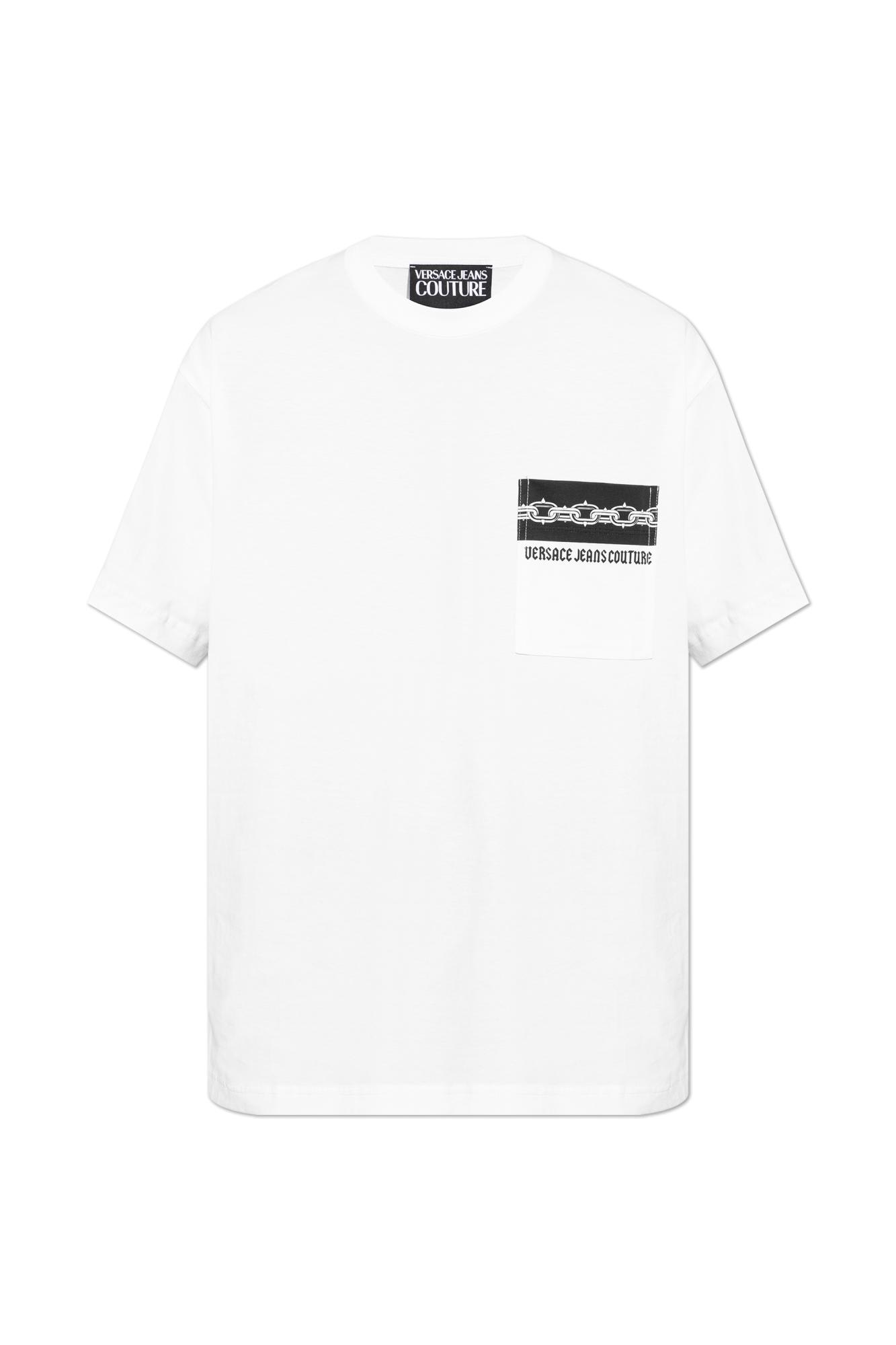 Shop Versace Jeans Couture T-shirt With A Pattern In White