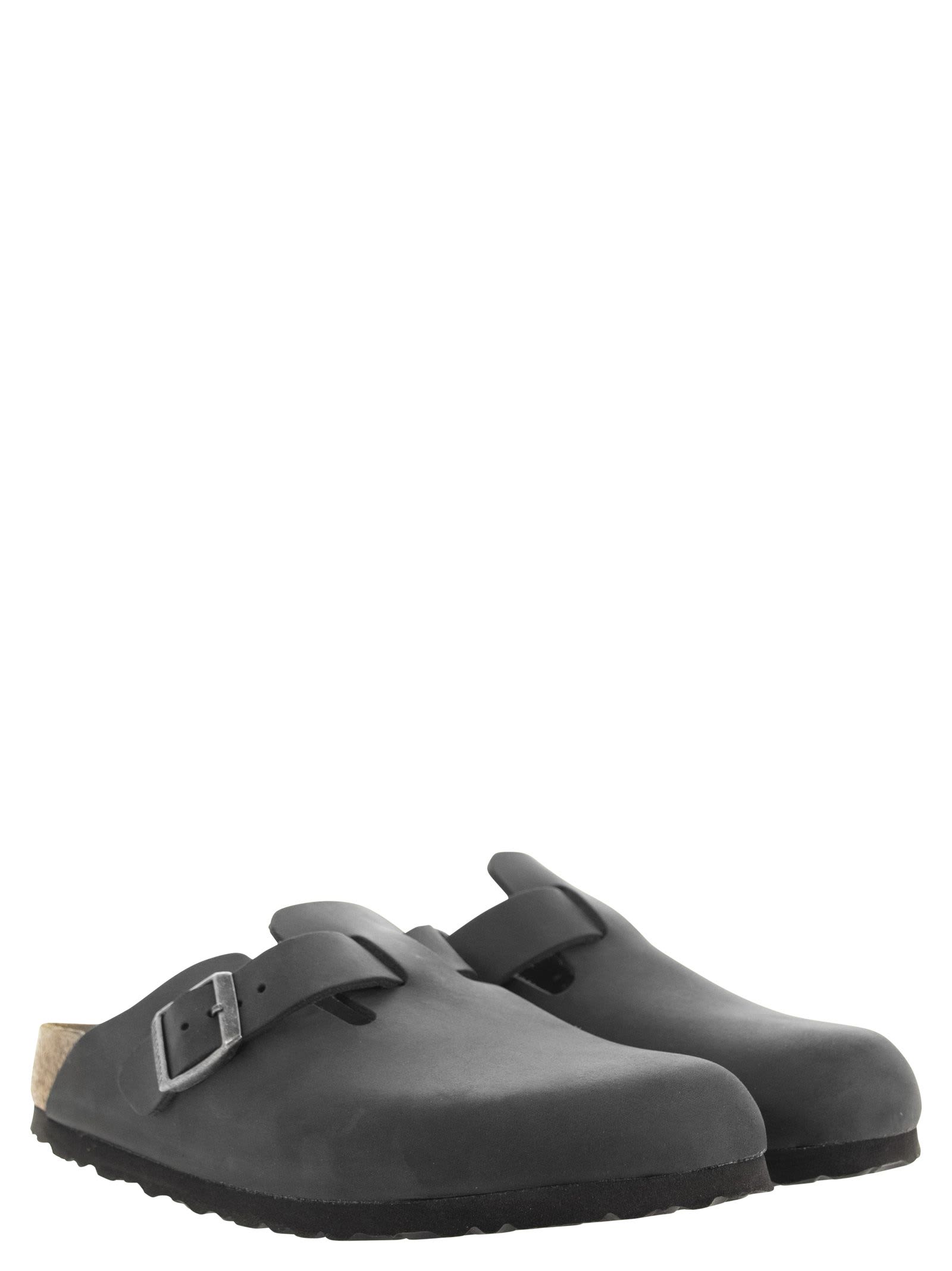 Birkenstock Boston Oiled Leather Sandals In Black