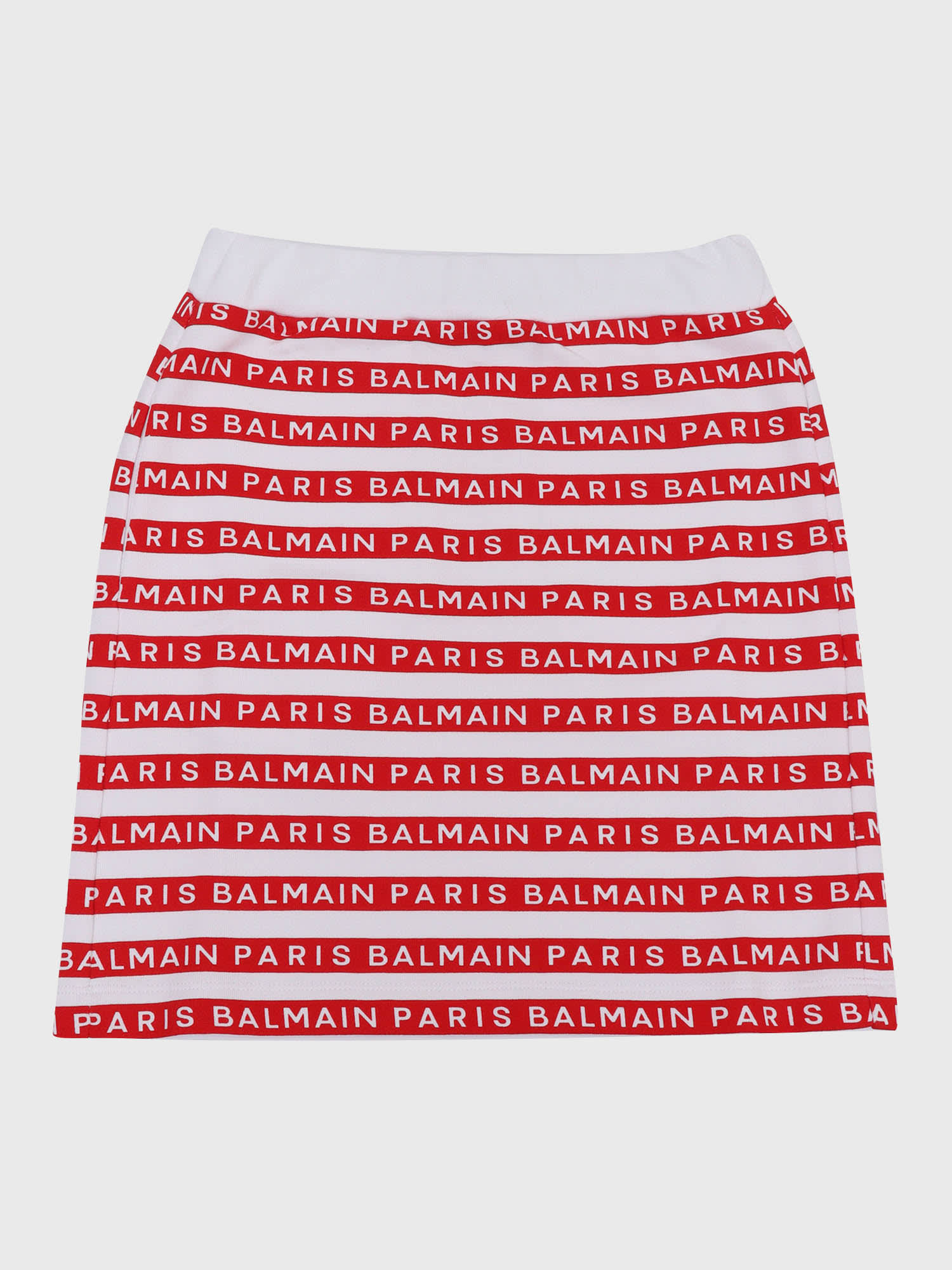 Balmain Logo-print Cotton Skirt In White