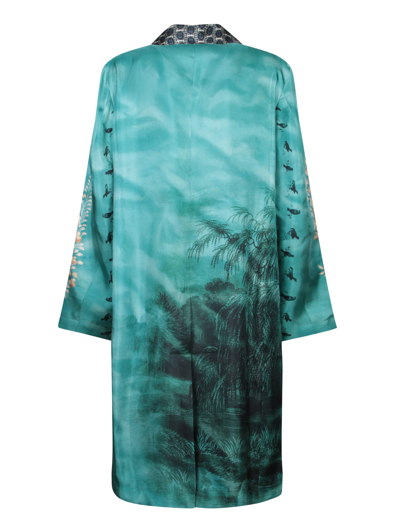 Shop Pierre-louis Mascia Aloes Blue Multicolor Coat