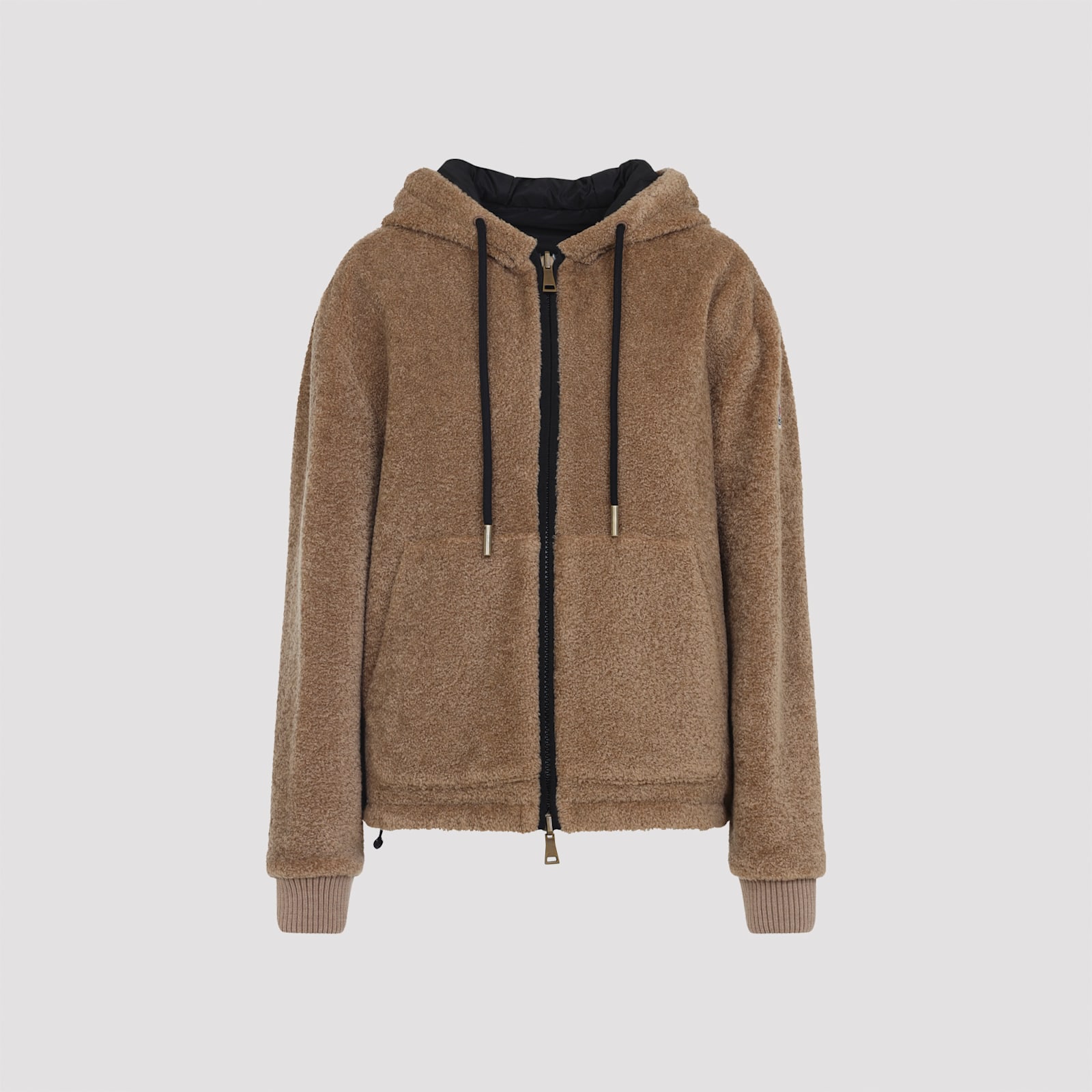 Moncler Reversible Hooded Cardigan Front Pockets In Brown