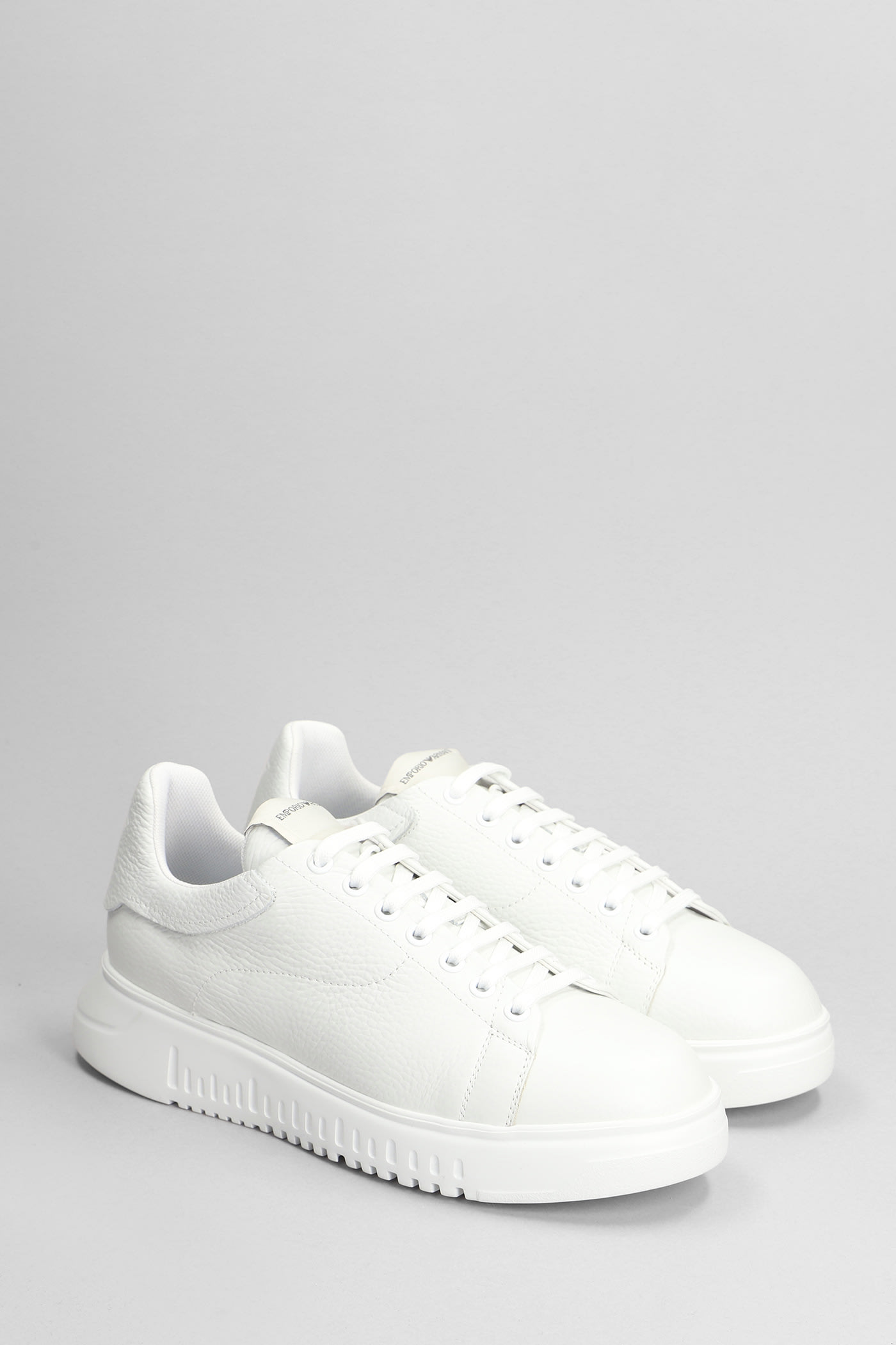Shop Emporio Armani Sneakers In White Leather