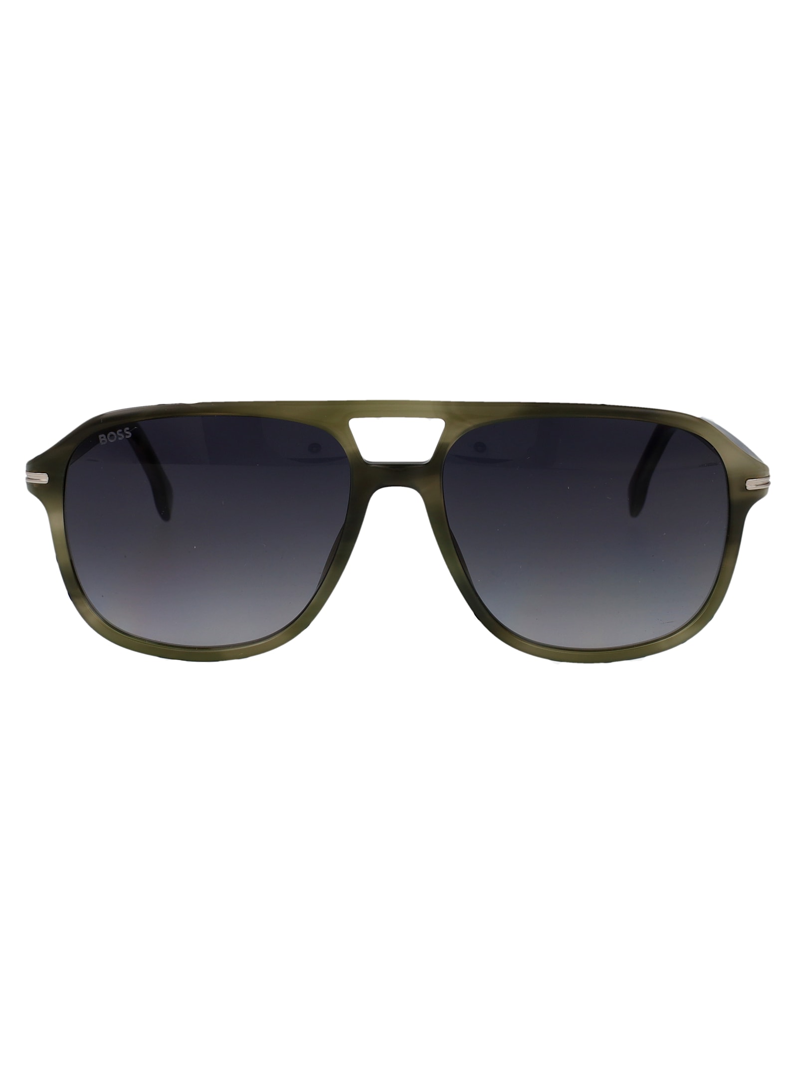 Hugo Boss Boss Green Horn Acetate Sunglasses In Gray