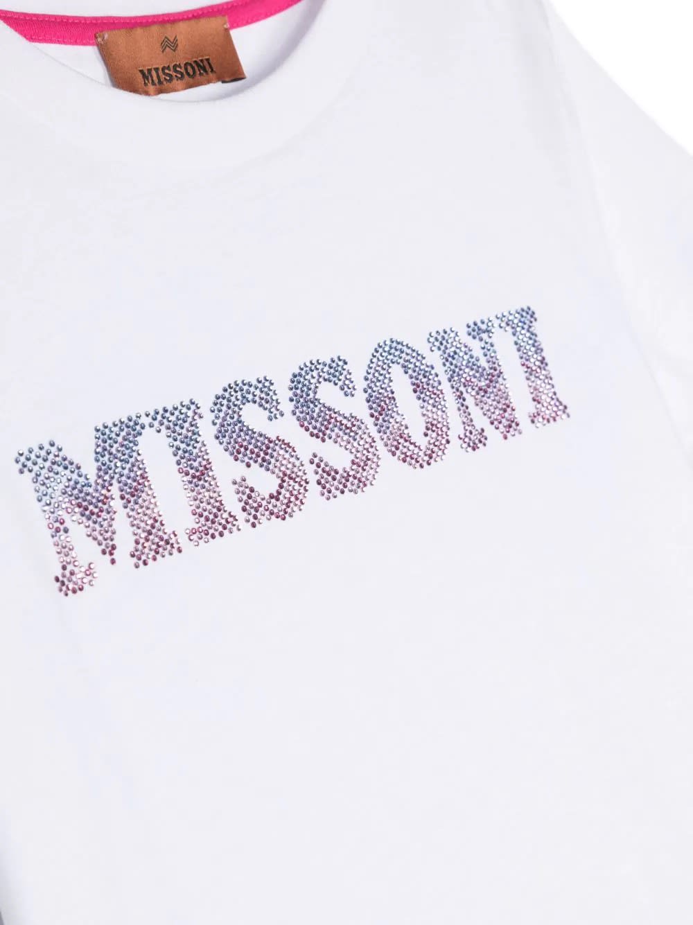 Shop Missoni White T-shirt With Dregrad Hinestone Logo