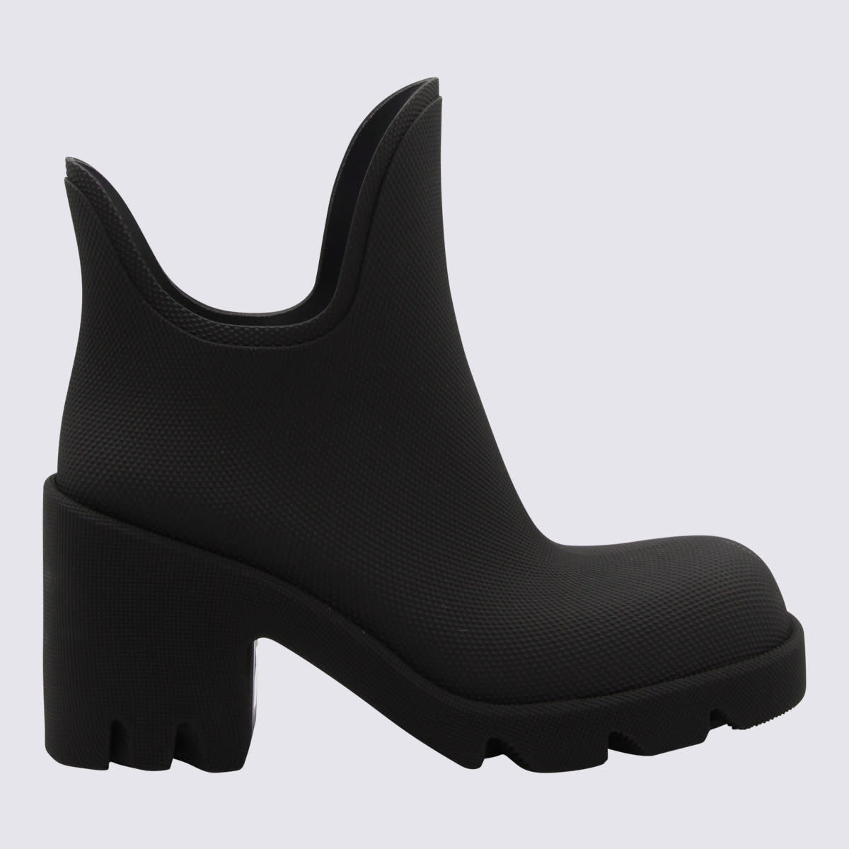 Shop Burberry Black Rubber Marsh Heel Boots