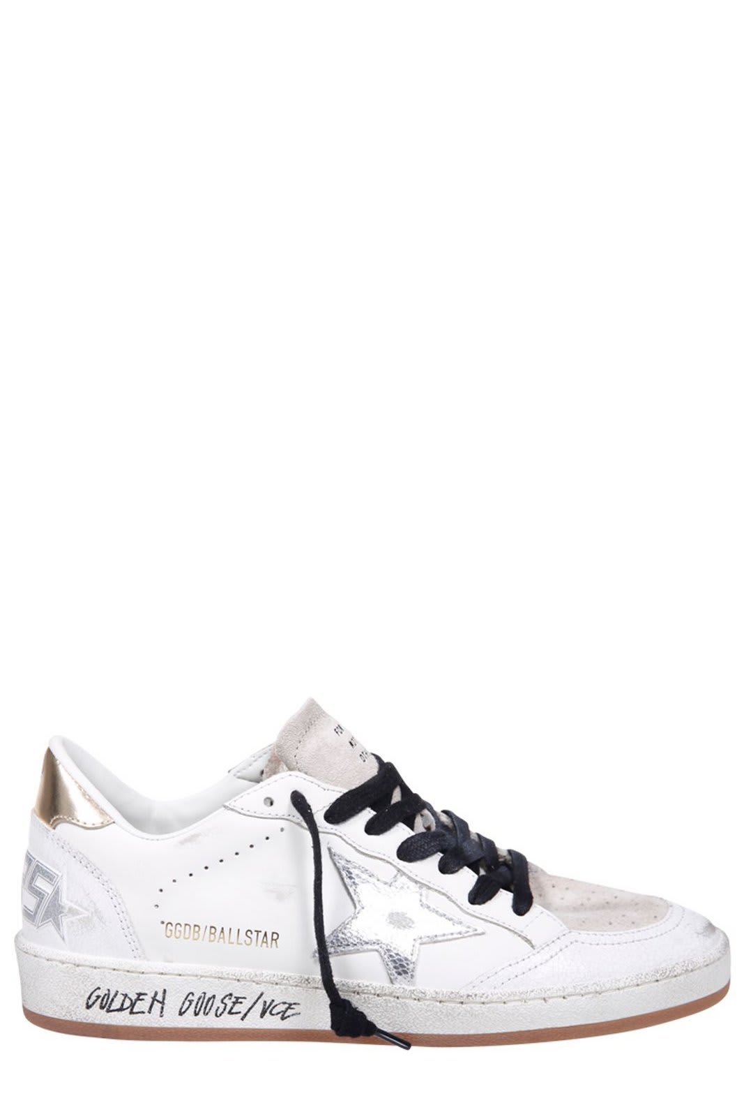 Shop Golden Goose Ball Star Lace-up Sneakers In Wht Sil Gold