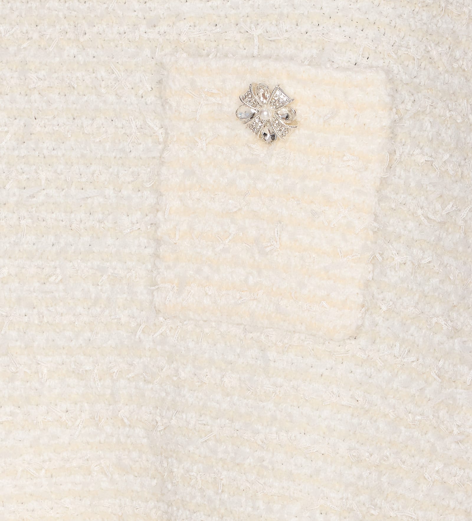 Self-portrait Textured Beige Skirt With Decorative Pockets In White