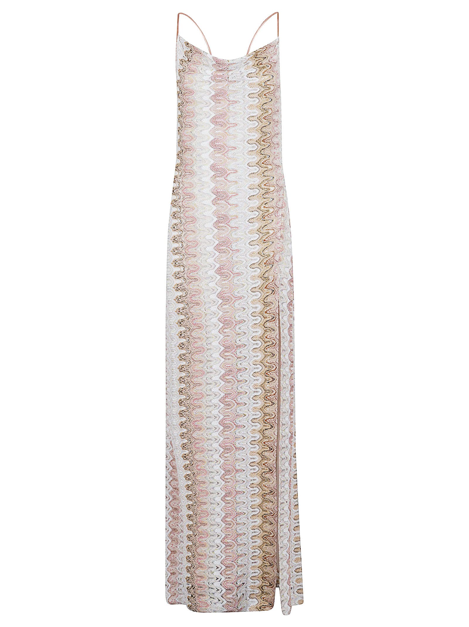 Shop Missoni Sleeveless Long Dress In V Pink Tones Multicolo