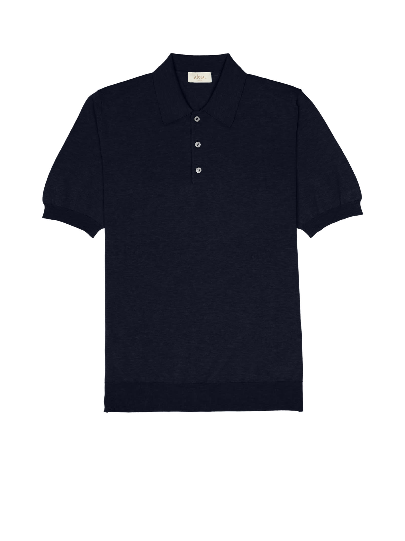 Shop Altea Blue Short-sleeved Polo Shirt In Cotton