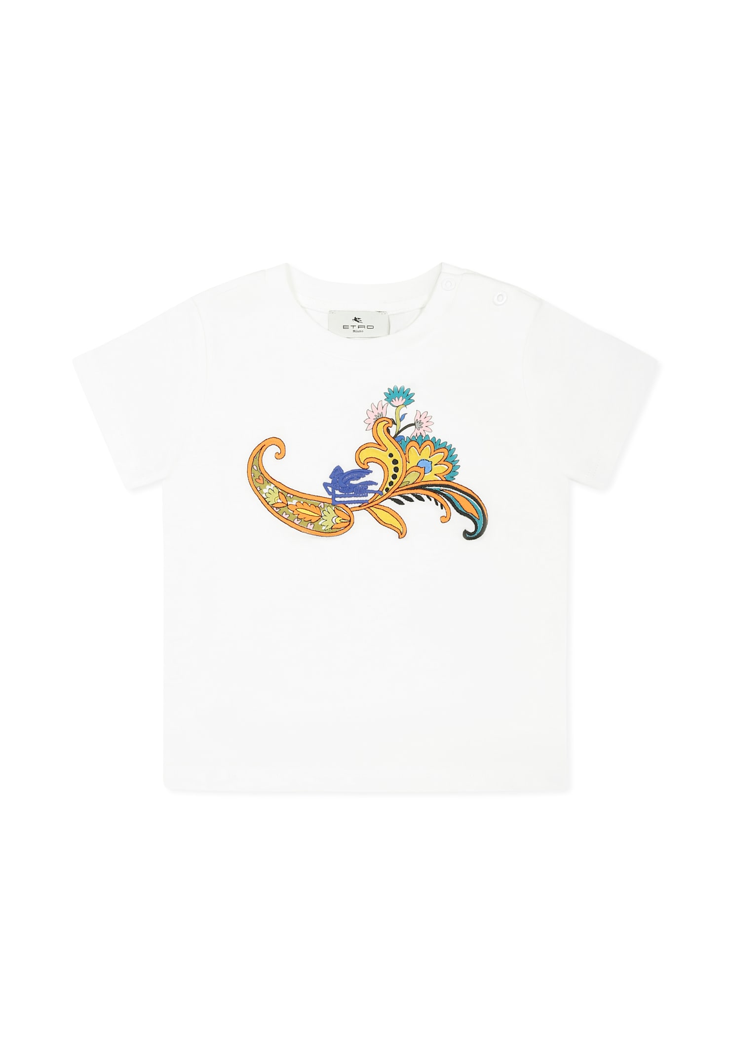 Etro Embroidered Cotton Jersey T-shirt In White
