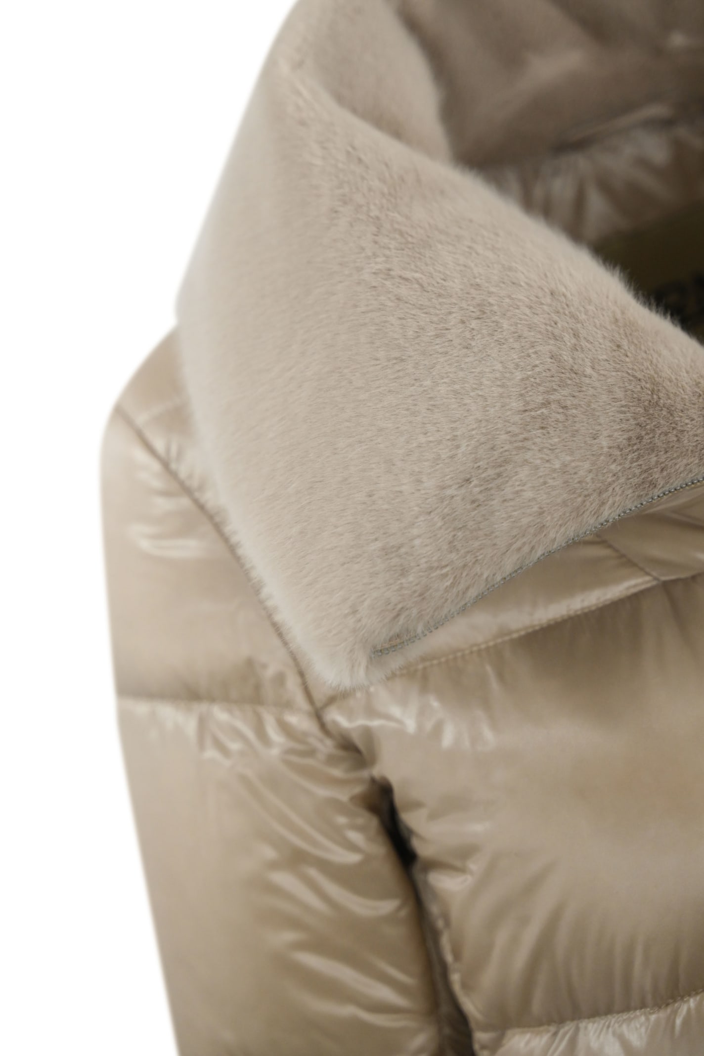 Shop Herno Quilted Down Jacket With Faux Fur In Chantilly