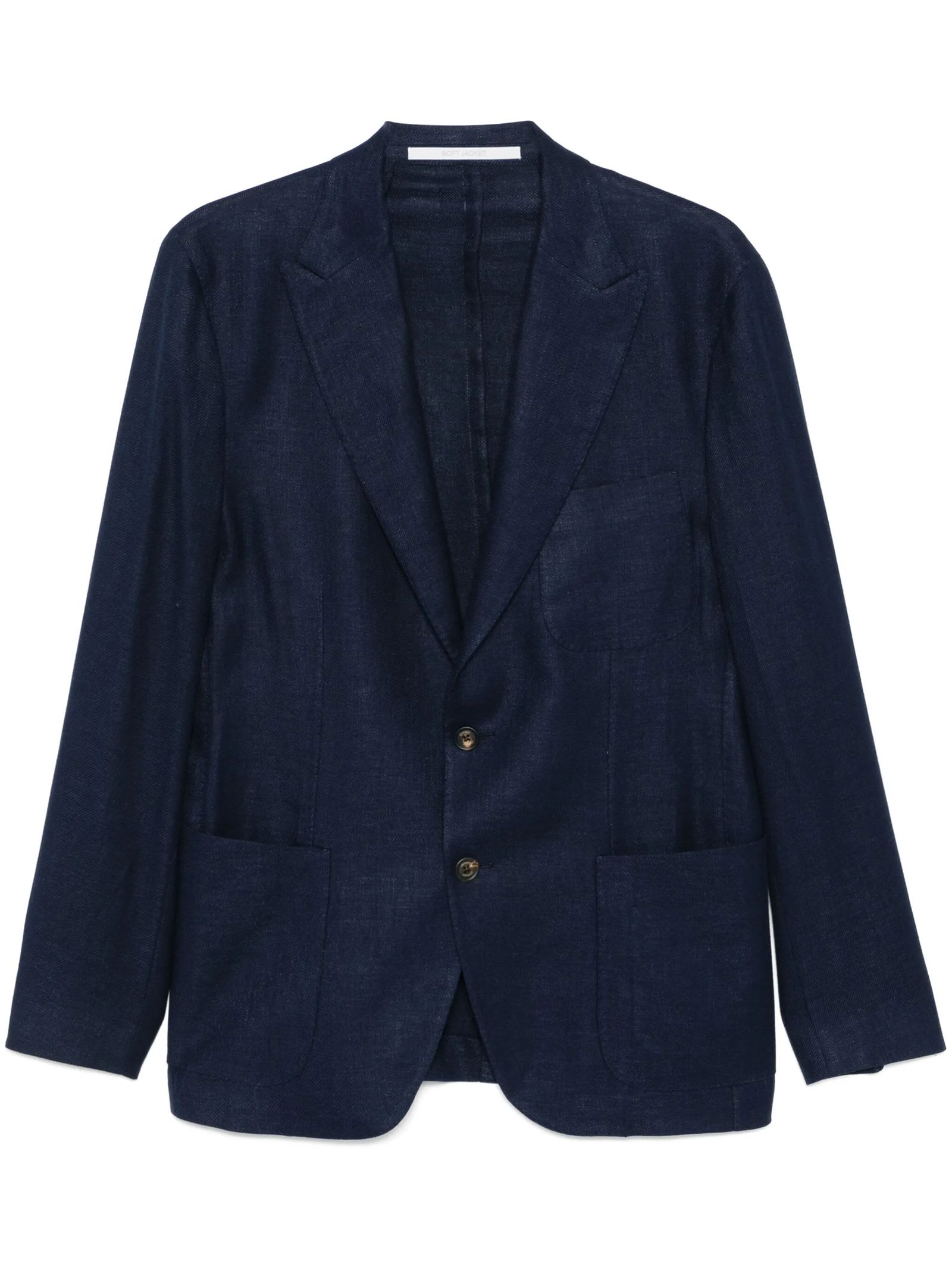 Blue Linen, Wool And Silk Blazer