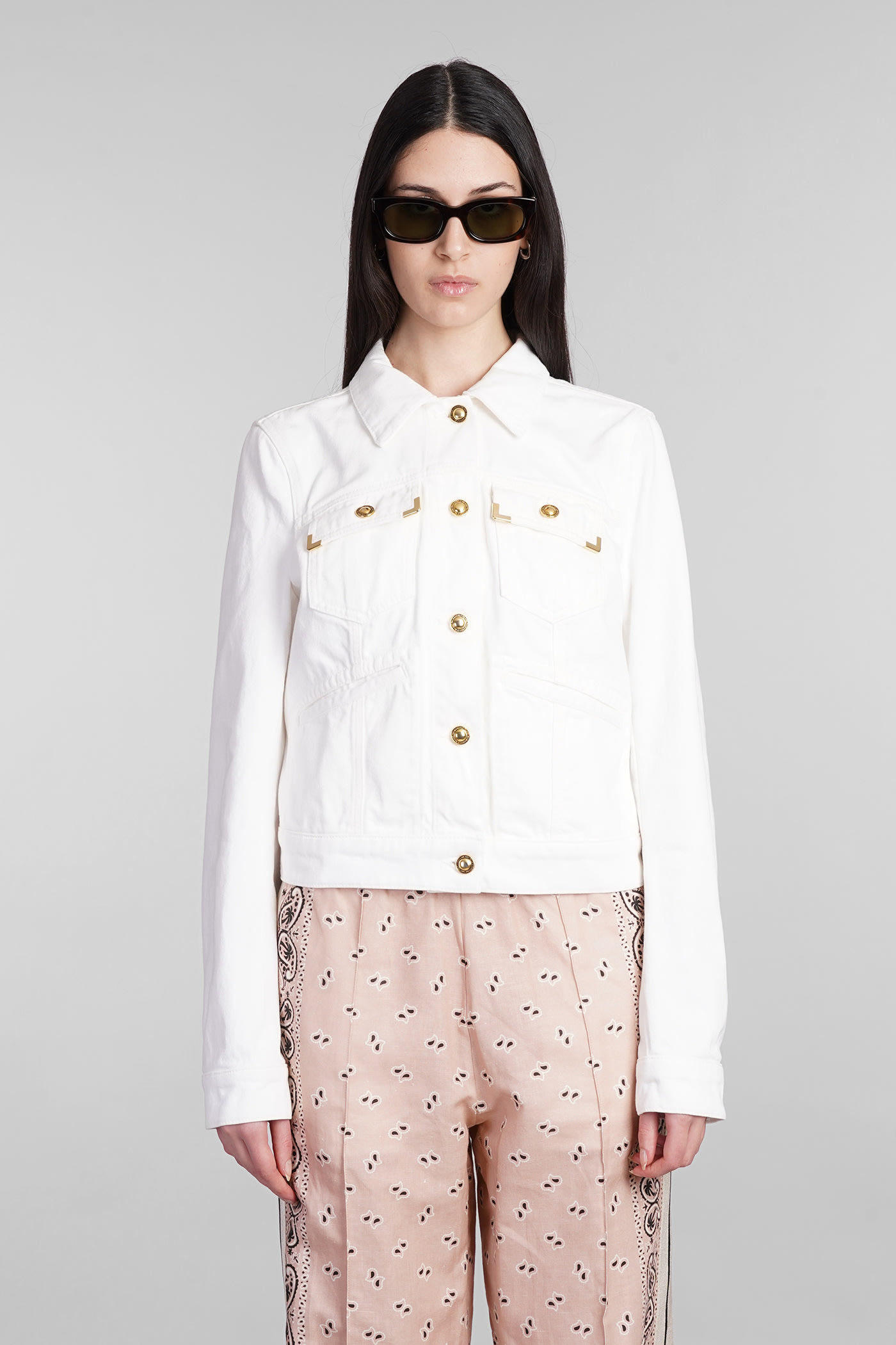 Shop Palm Angels Denim Jackets In White Cotton