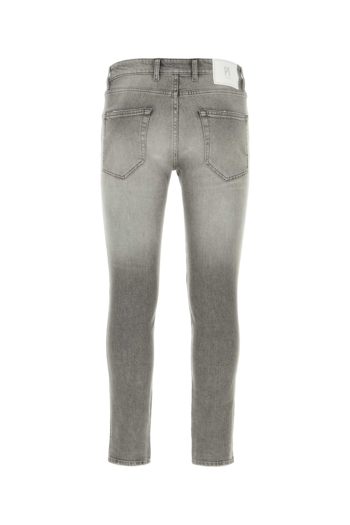 Pt01 Grey Denim Jeans In Grigiochiaro