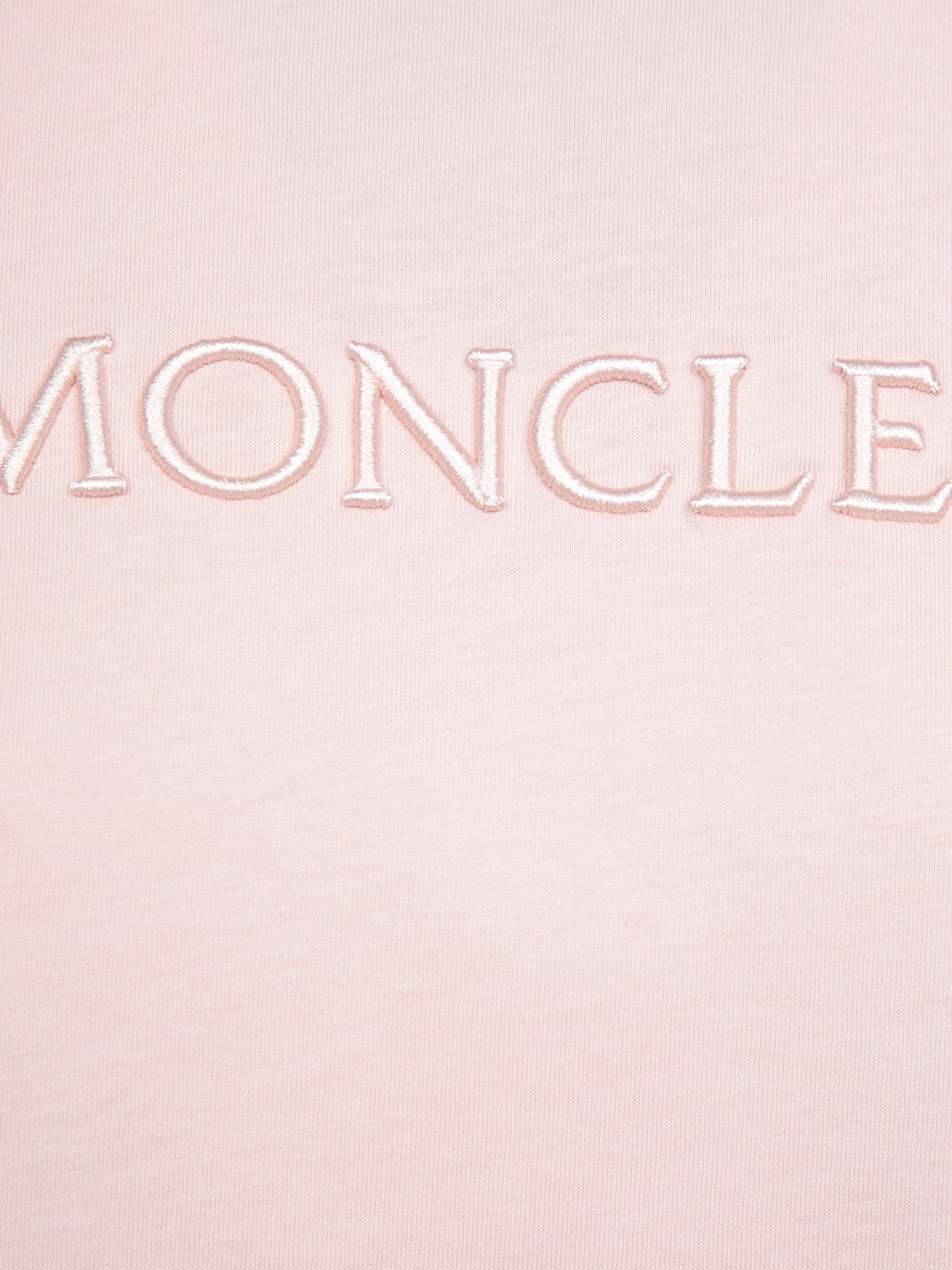 Moncler Nude Cotton T-shirt With Embroidered Logo In Pink