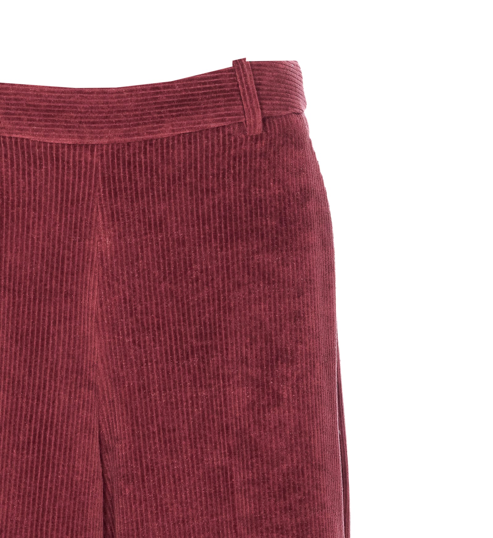 Circolo 1901 High-waisted Wide-leg Pants In Textured Burgundy Corduroy In Red