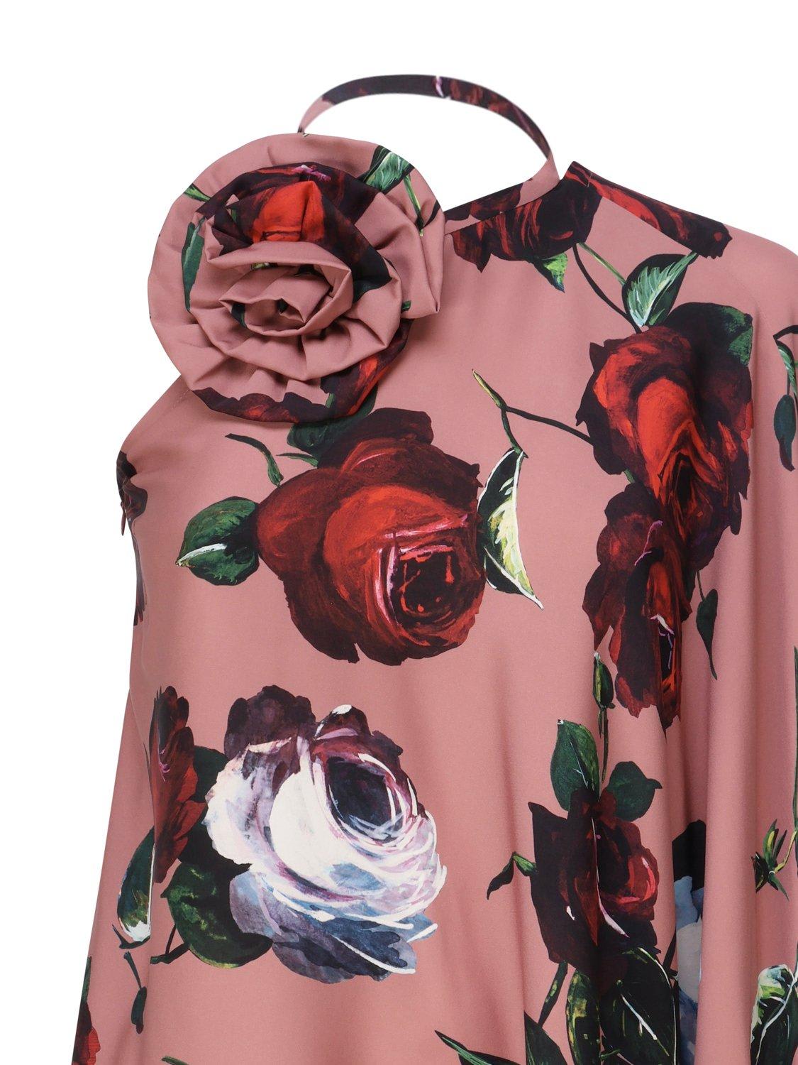 Shop Dolce & Gabbana Floral Patch Asymmetric Midi Dress In Rose Vintage F.rosa