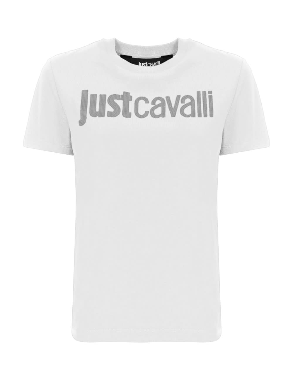Just Cavalli Crystal-embellished T-shirt In White