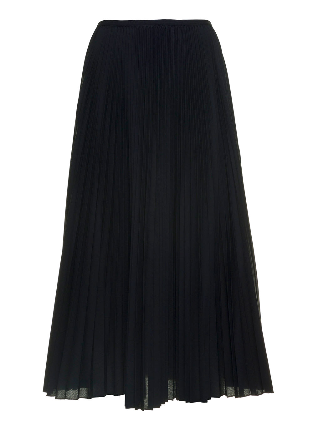 Federica Tosi Long Black Pleated Skirt In Cotton Blend