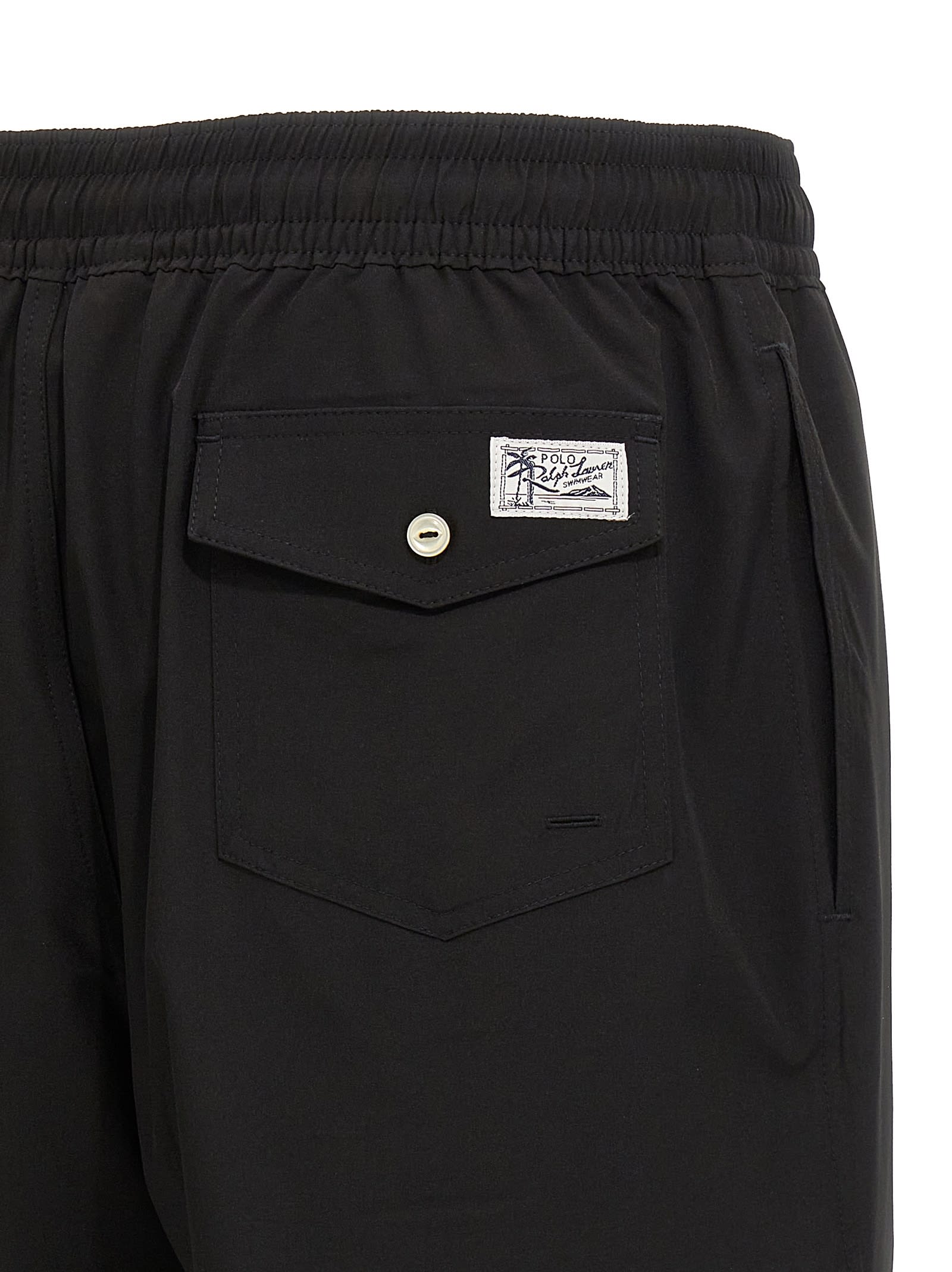 Shop Polo Ralph Lauren Logo Embroidery Swim Shorts In Black