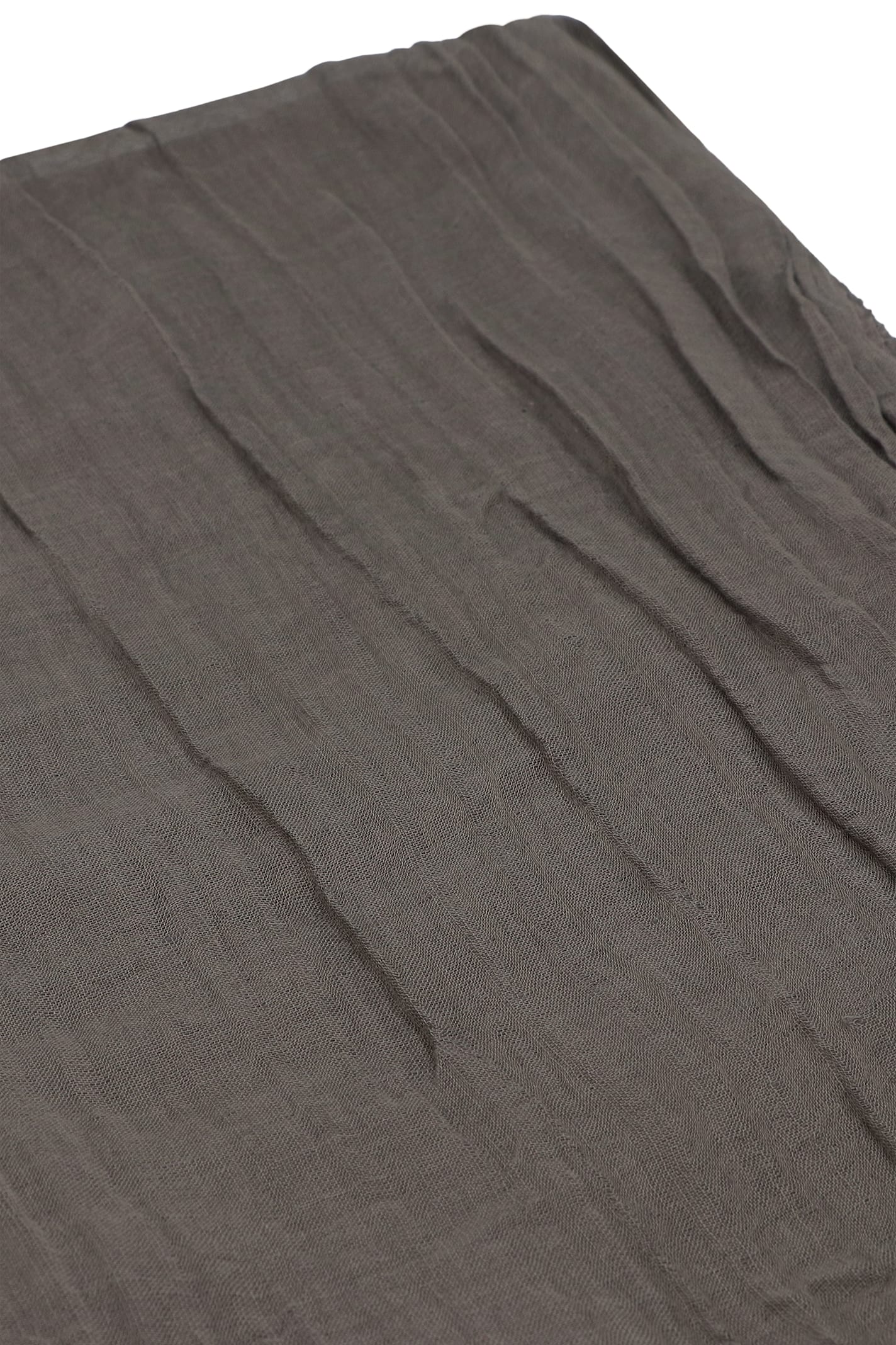Rick Owens Scarf Linen Blend Fringed Edges In Grey