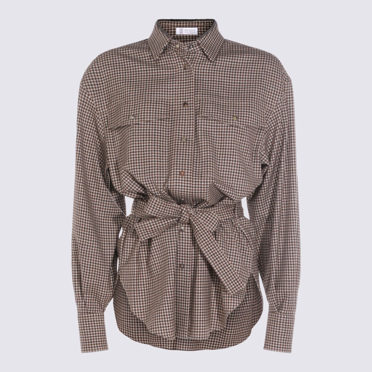 Brunello Cucinelli Brown Wool Shirt