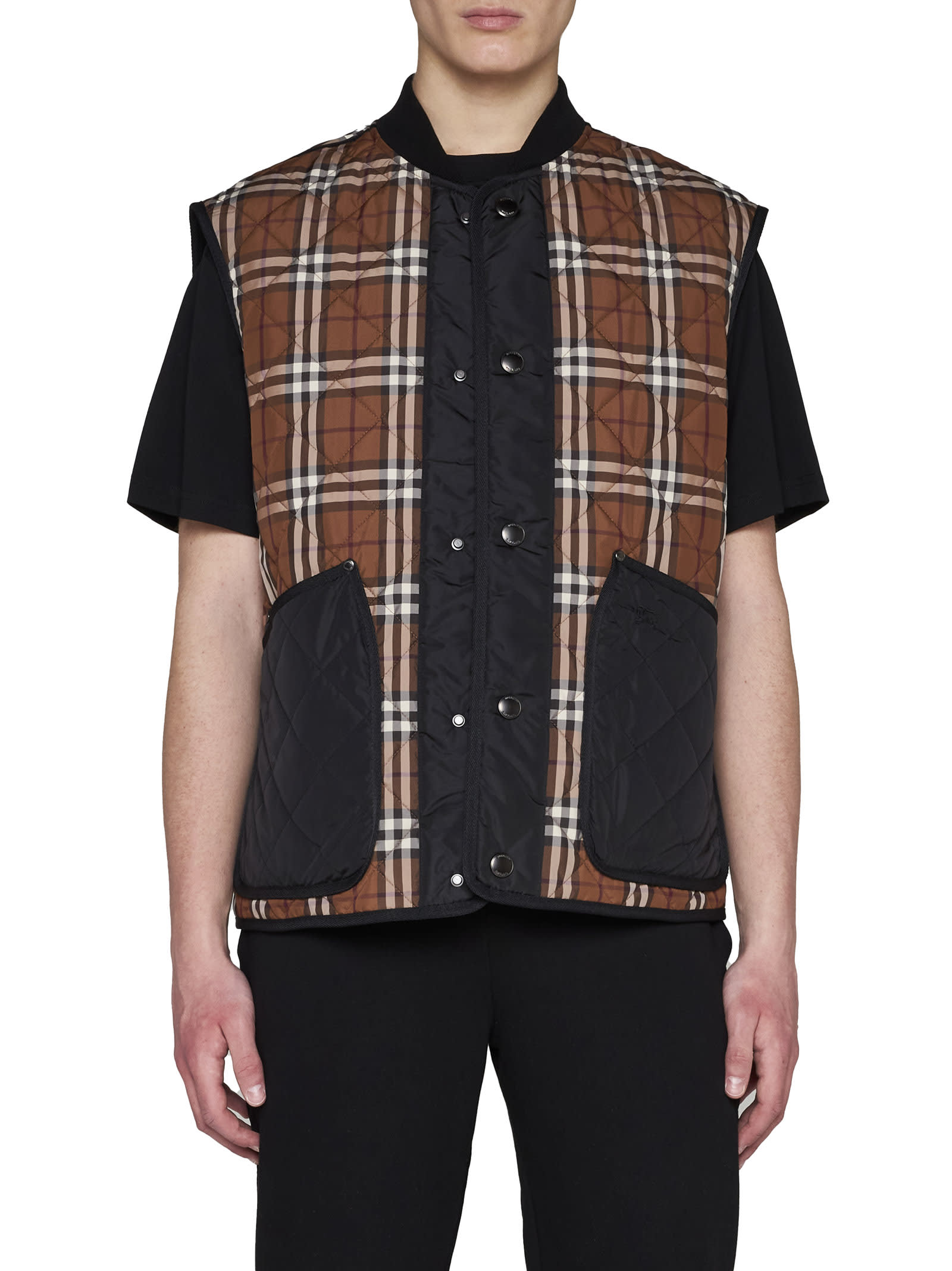 Burberry Vintage Check-print Panel Vest In Dark Birch Brown Chk