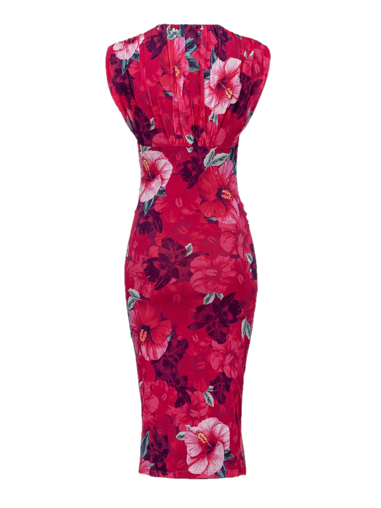 Shop Pinko Accaldato Pencil Dress In Multi Fuxia Rosa