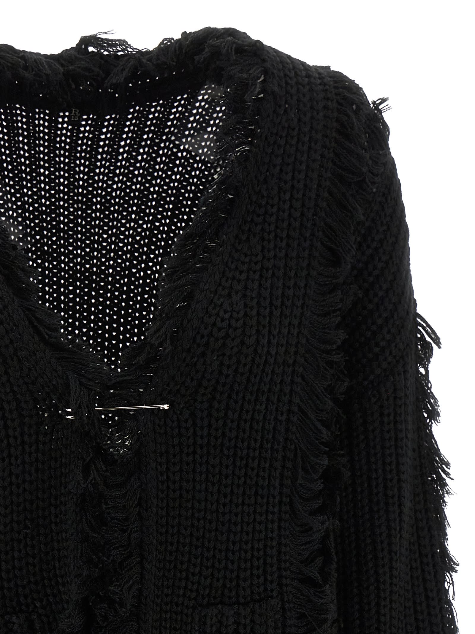 R13 Black Grunge Sweater In Black