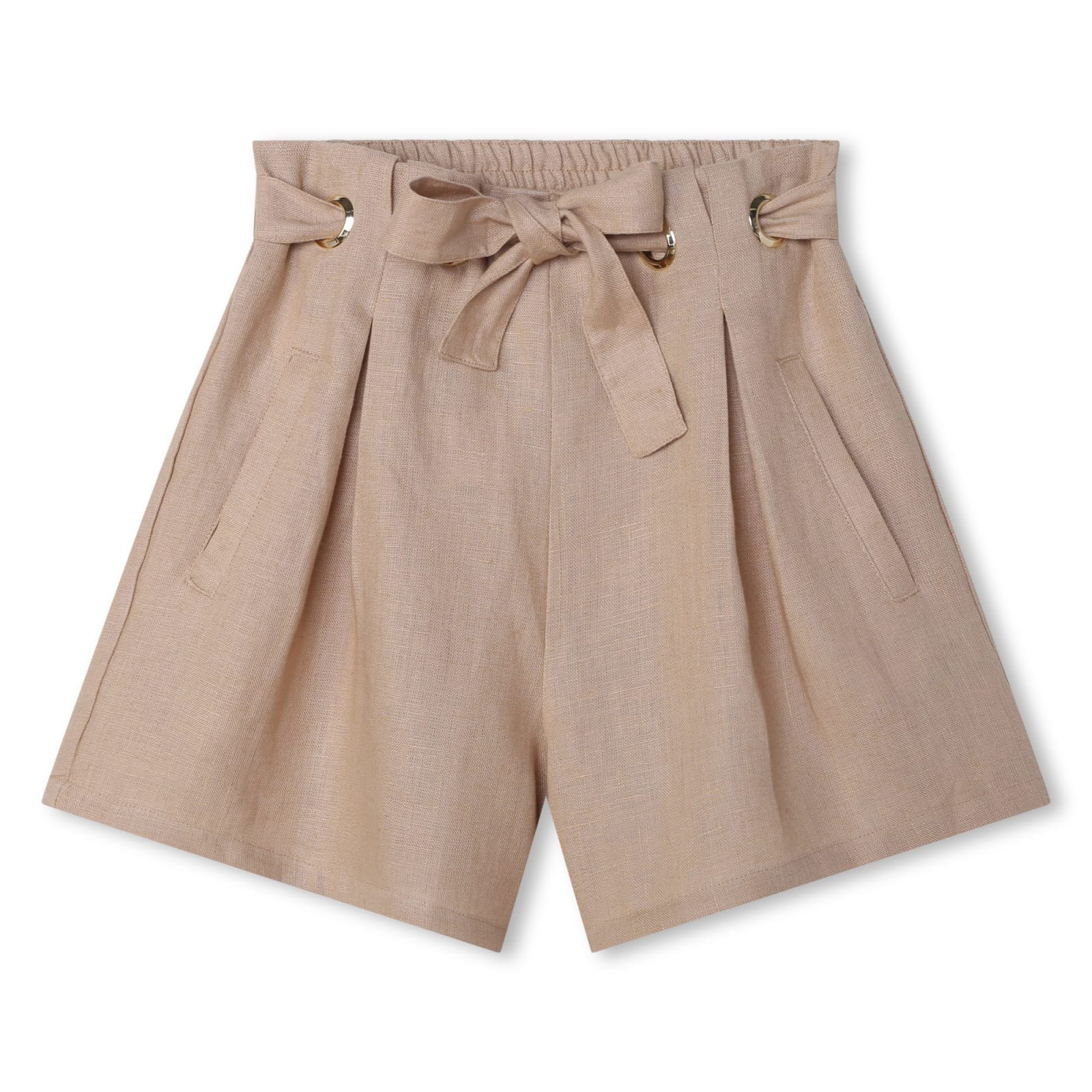 Shop Chloé Bermuda Shorts With Embroidery In Beige