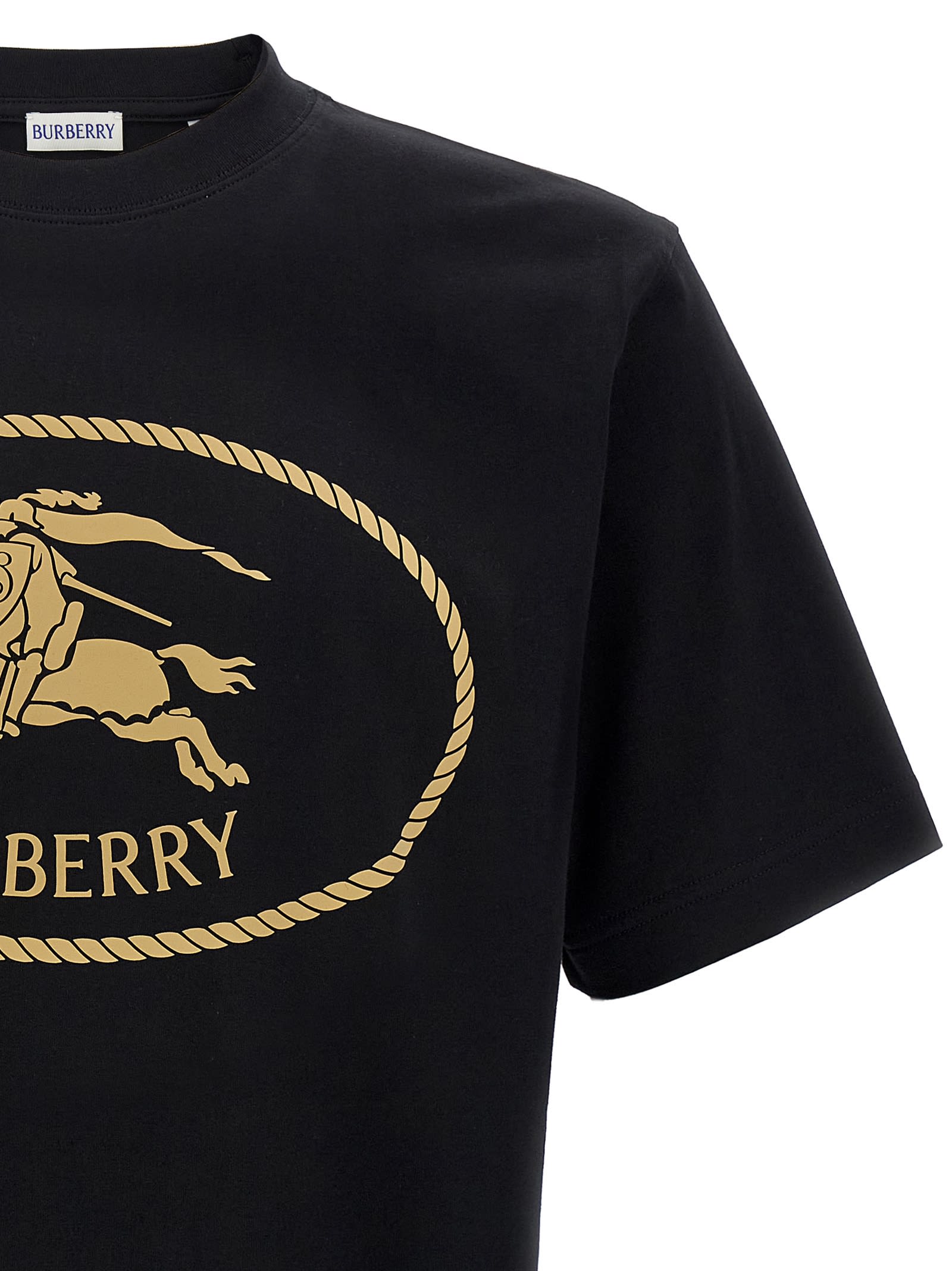 Burberry Cotton T-shirt With Knight Stamp In Black