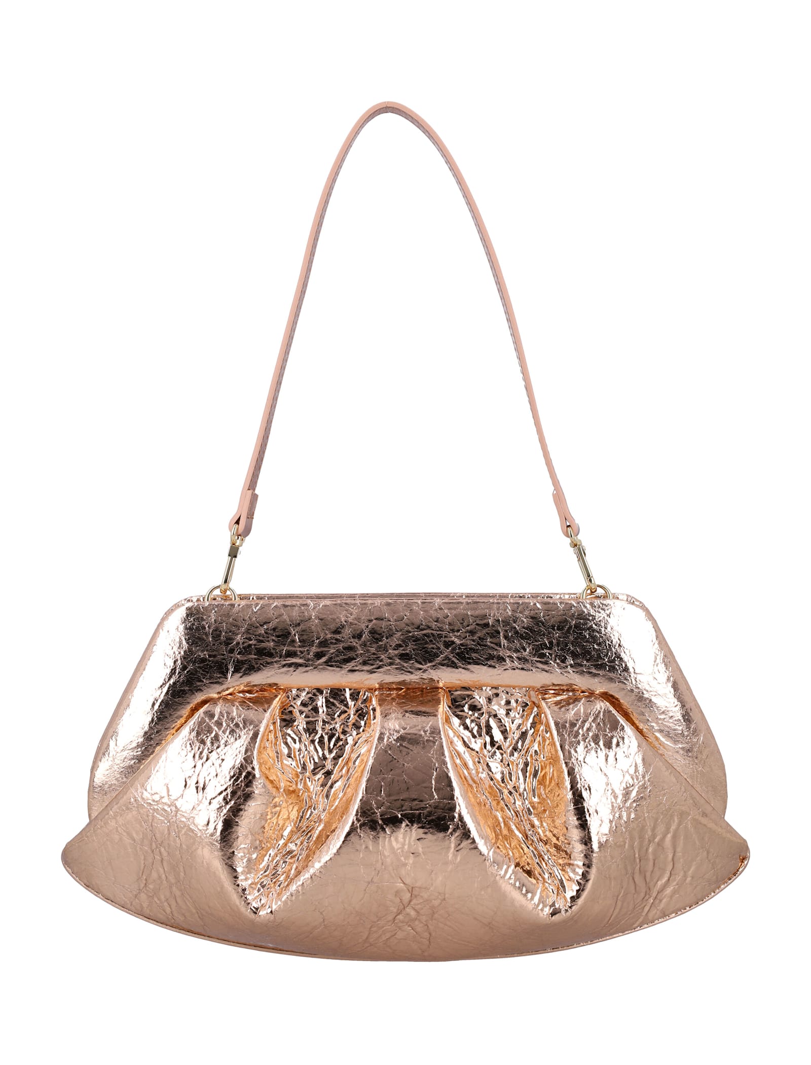Themoirè Shiny Texture Top Handle Bag In Rose Gold
