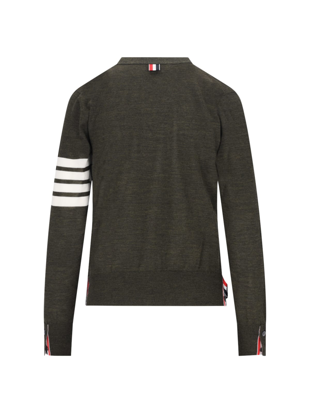 Shop Thom Browne 4-bar V-neck Cardigan In Green