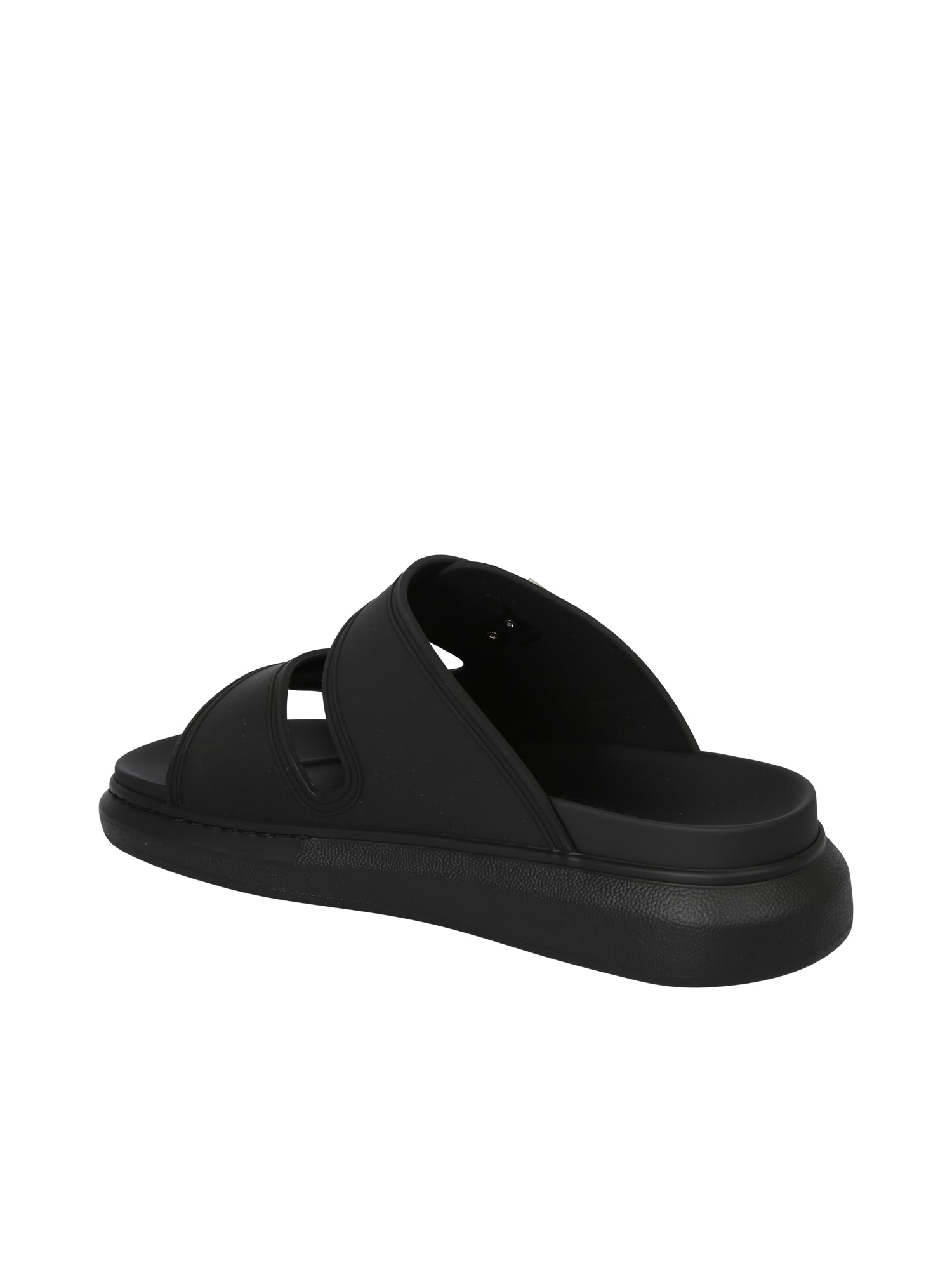 Shop Alexander Mcqueen Double-strap Rubber Black Sandals