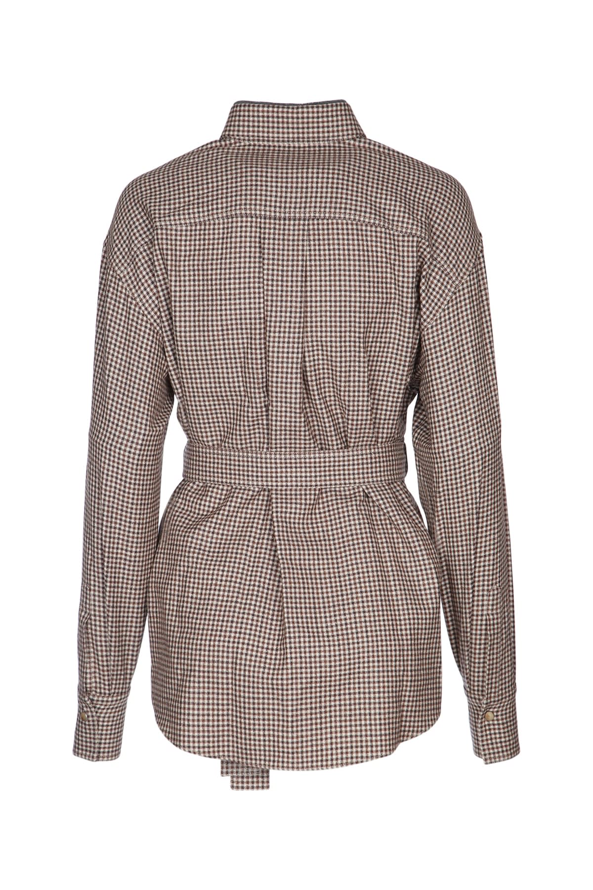 Brunello Cucinelli Checked Virgin Wool Overshirt In Gray