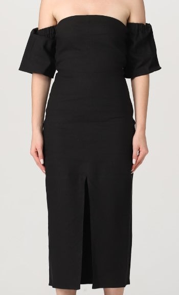 Isabel Marant Silhouette Midi Off-shoulder Slit In 01bk
